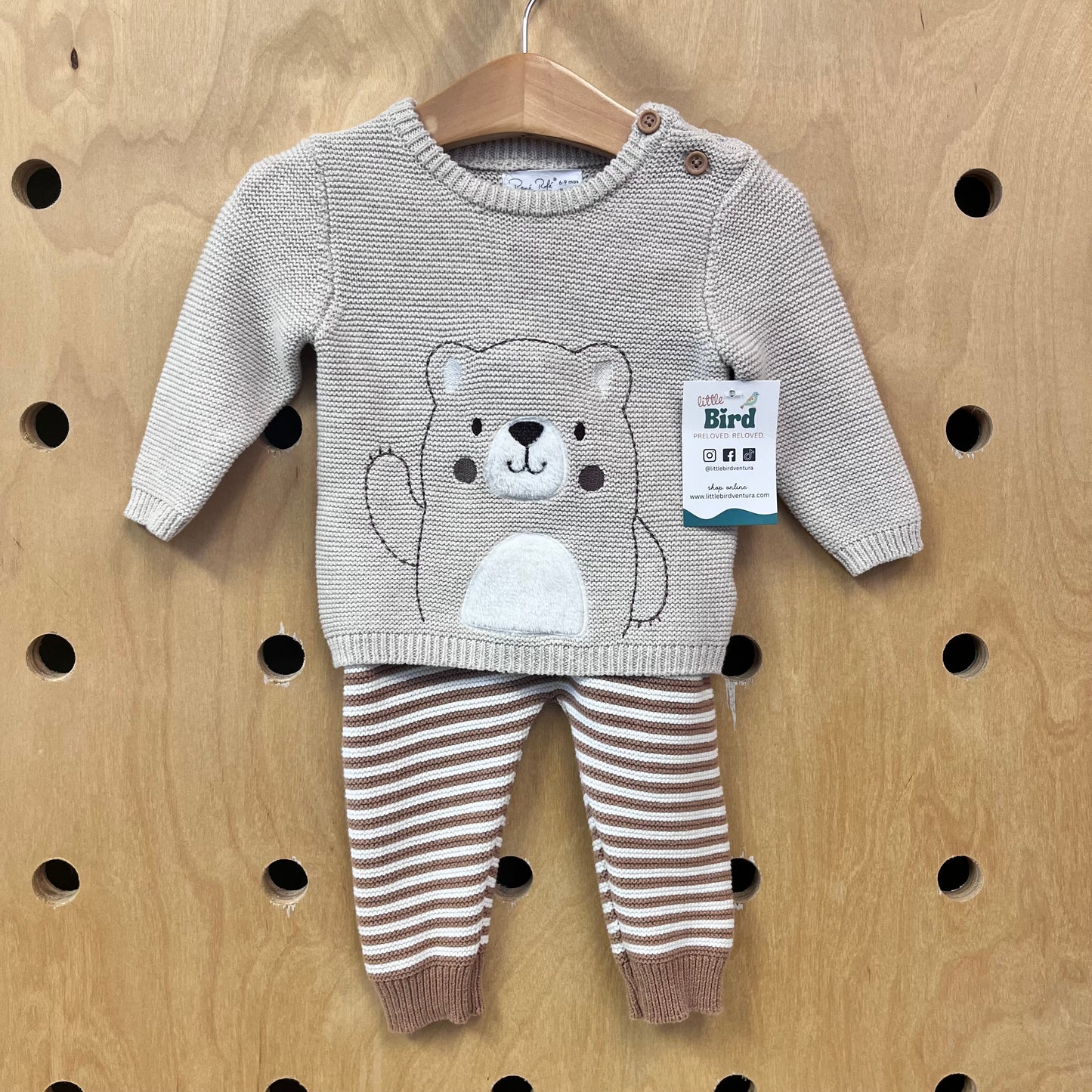 Knit Striped Bear Outfit