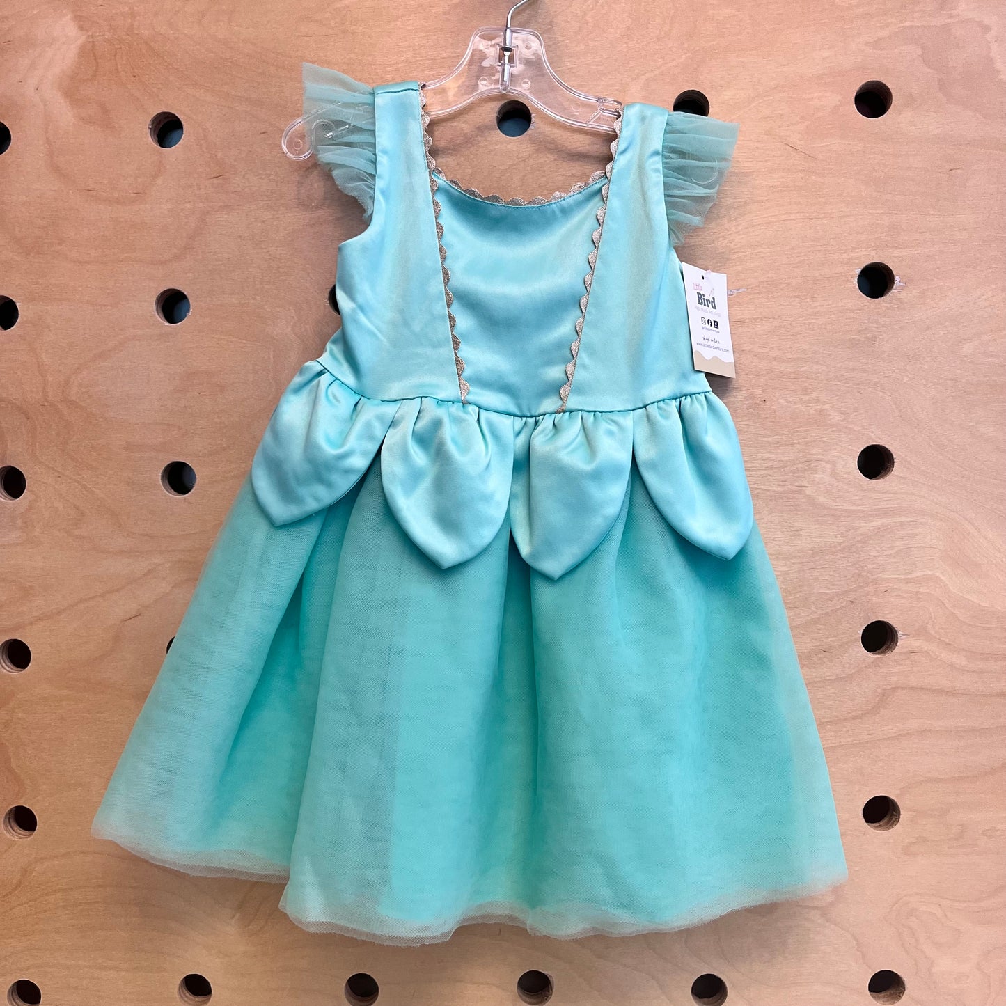 Aqua Satin & Tulle Tiana Dress