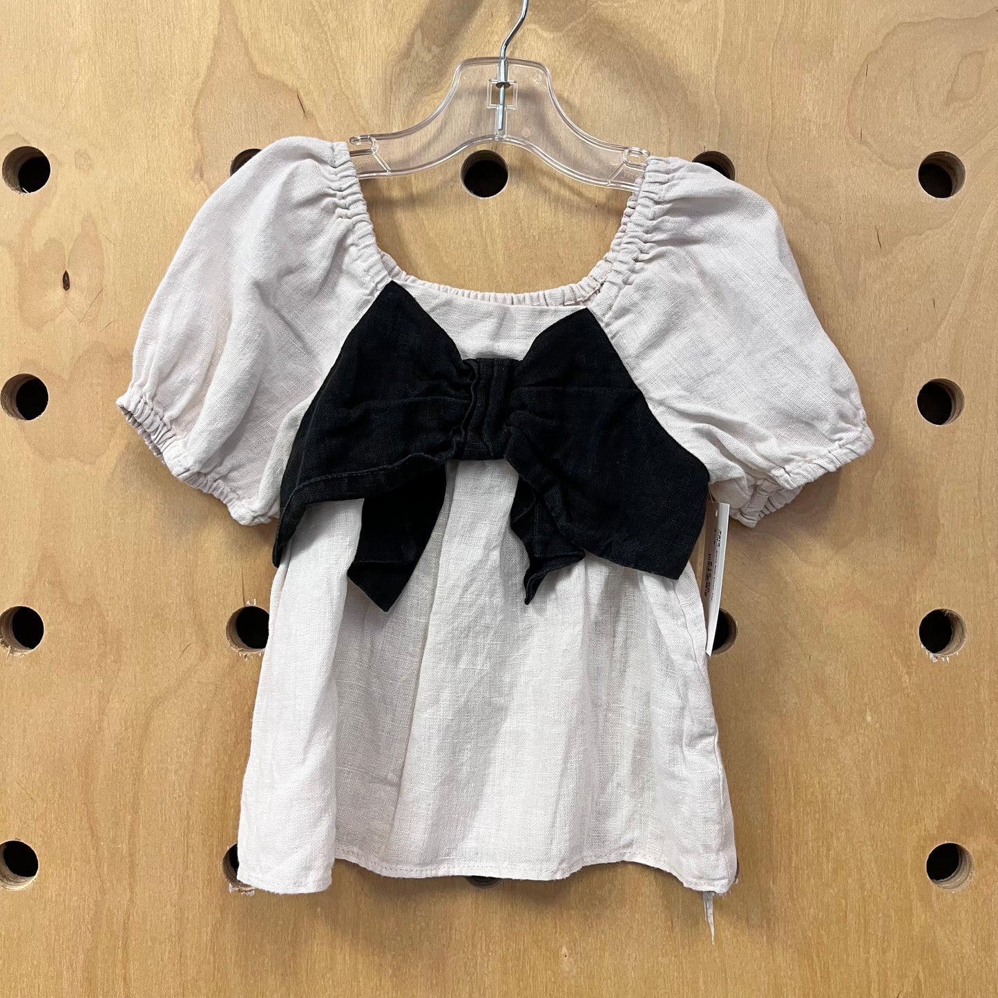 Ivory + Black Bow Linen Top