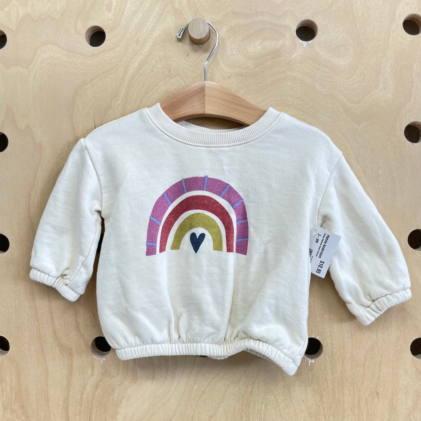 Cream Rainbow Heart Pullover