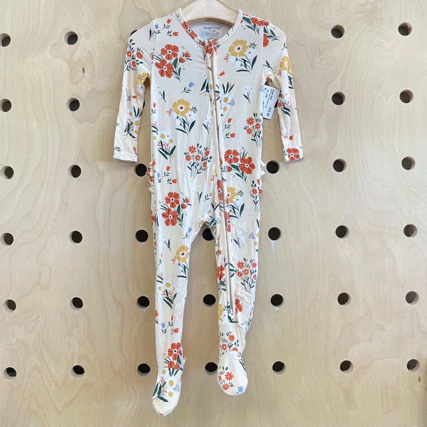 Bamboo Peach Floral Ruffle Footies