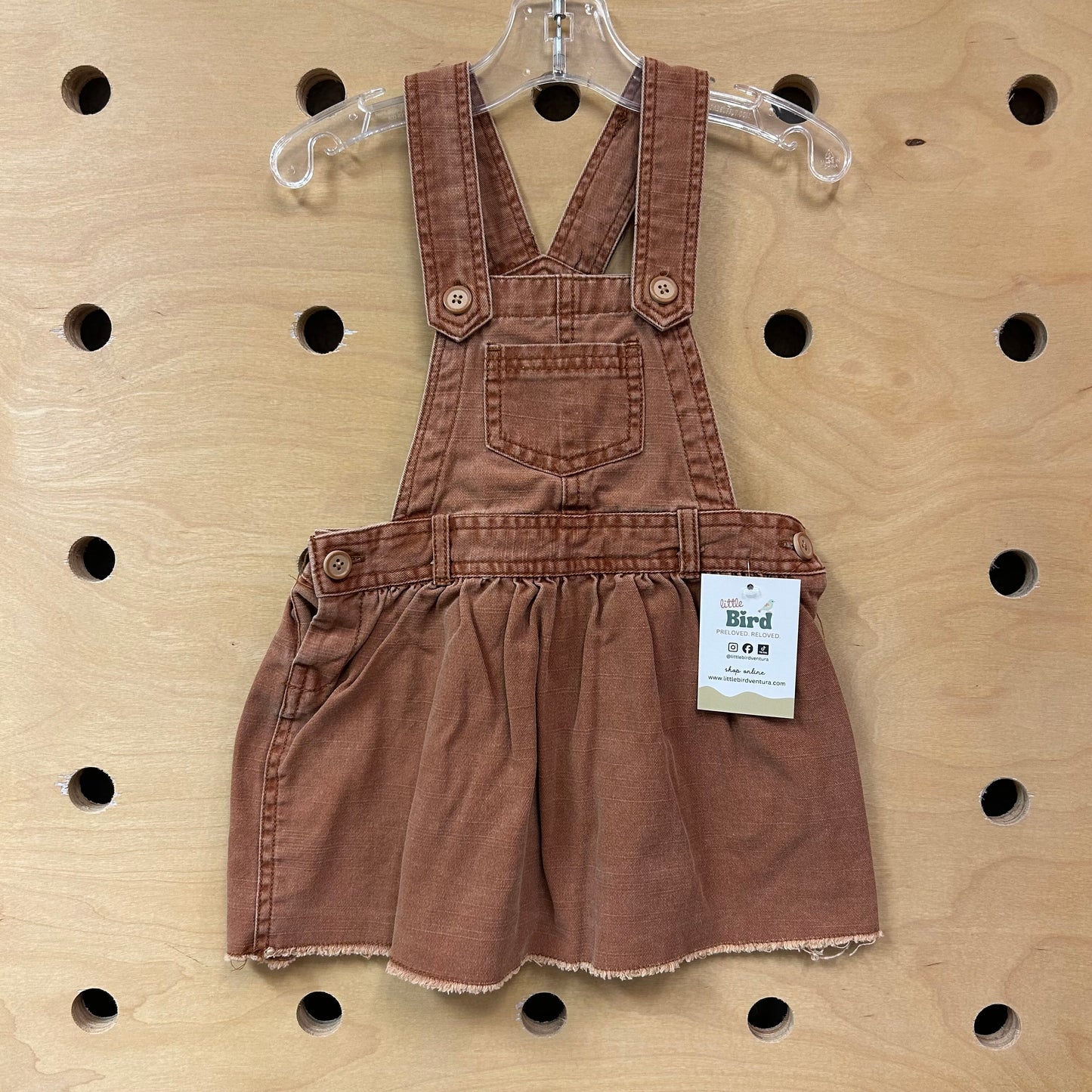 Brown Raw Hem Denim Jumper