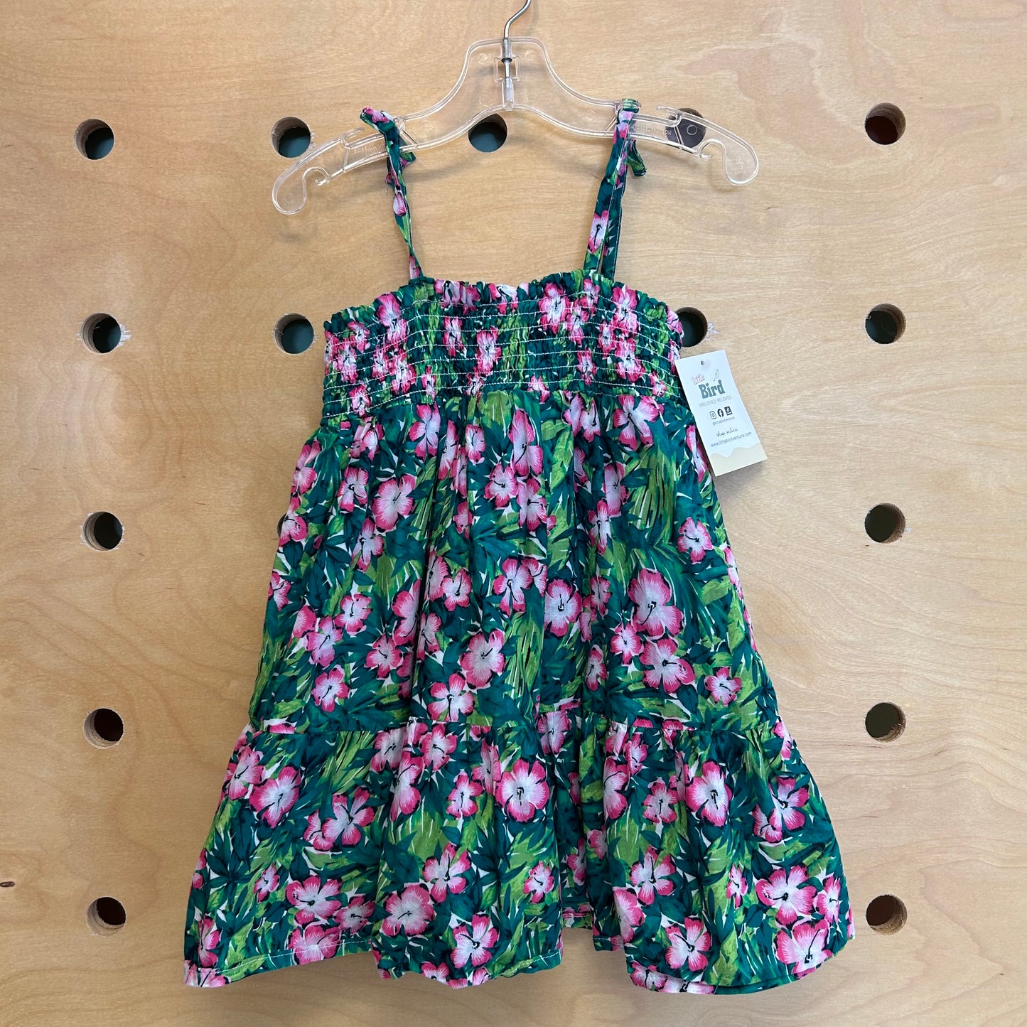 Green/Pink Hibiscus Tank Dress