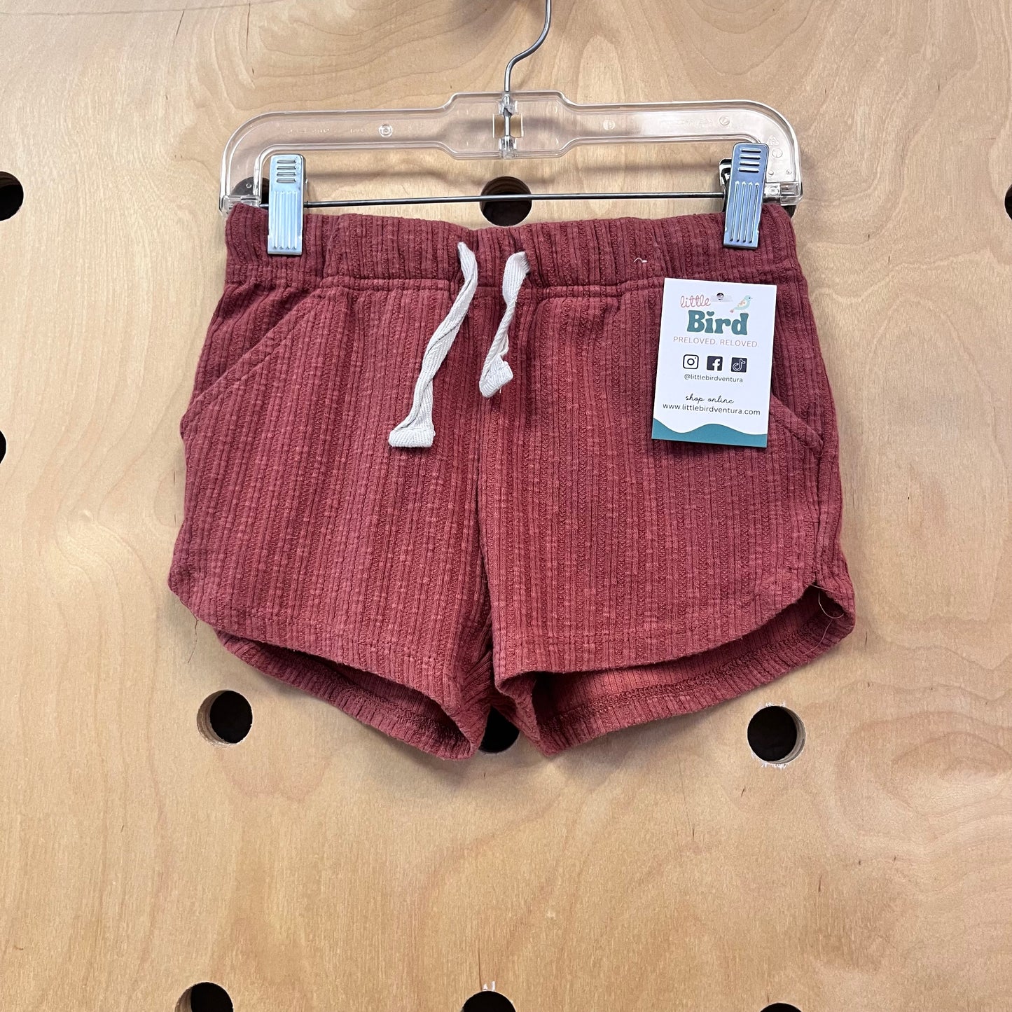 Rust Ribbed Drawstring Shorts