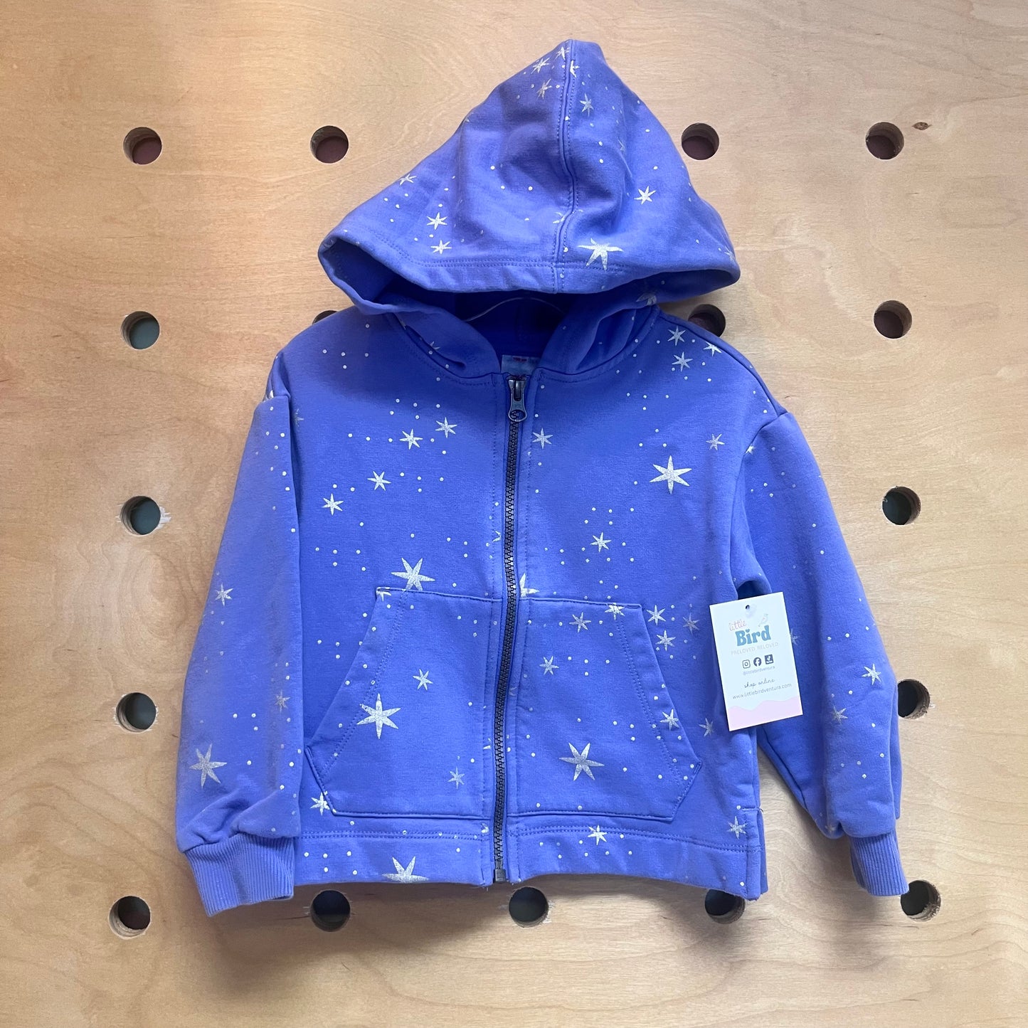 Purple & Silver Stars Zip Hoodie