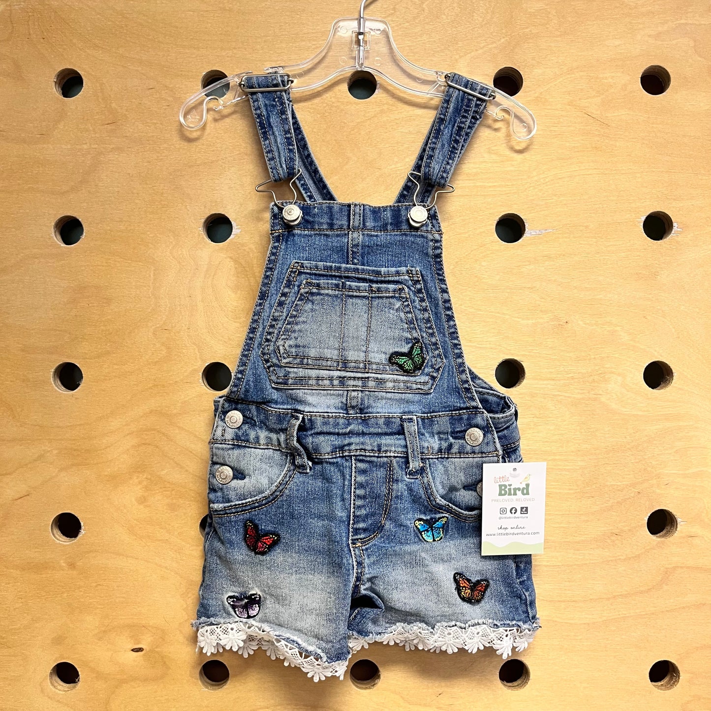 Butterfly Patches Denim Shortalls