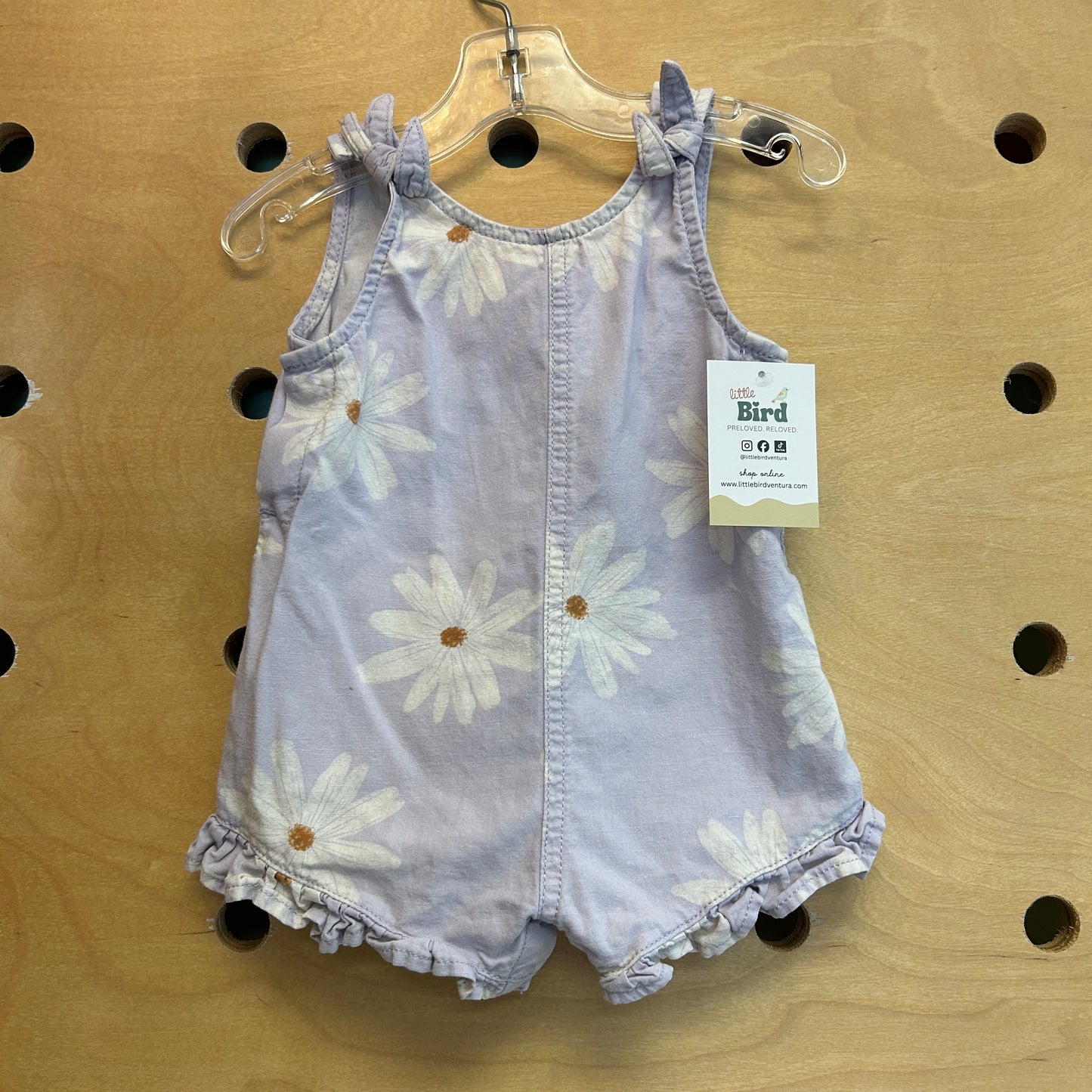 Purple/White Flowers Linen Romper