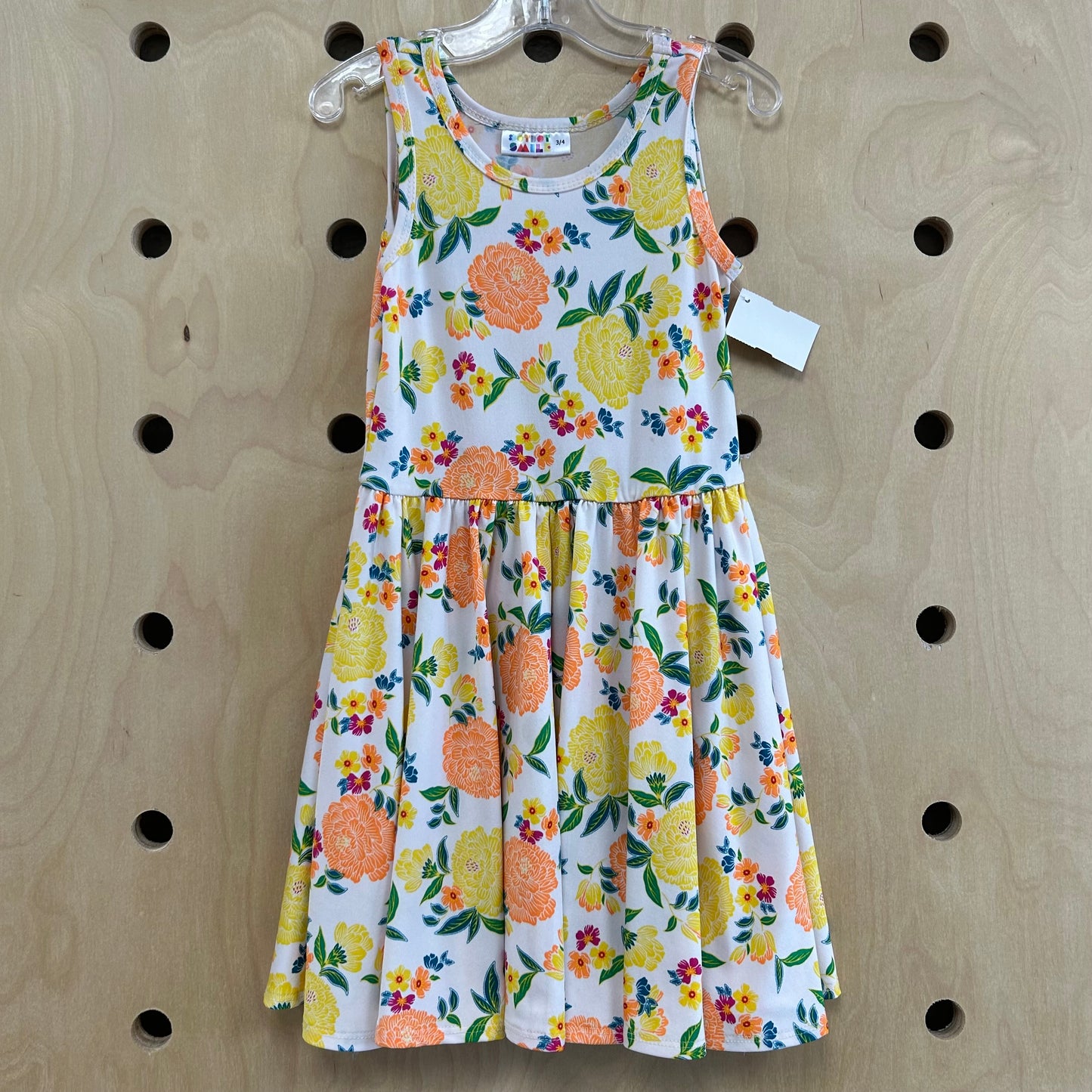 White+Yellow Twirl Dress
