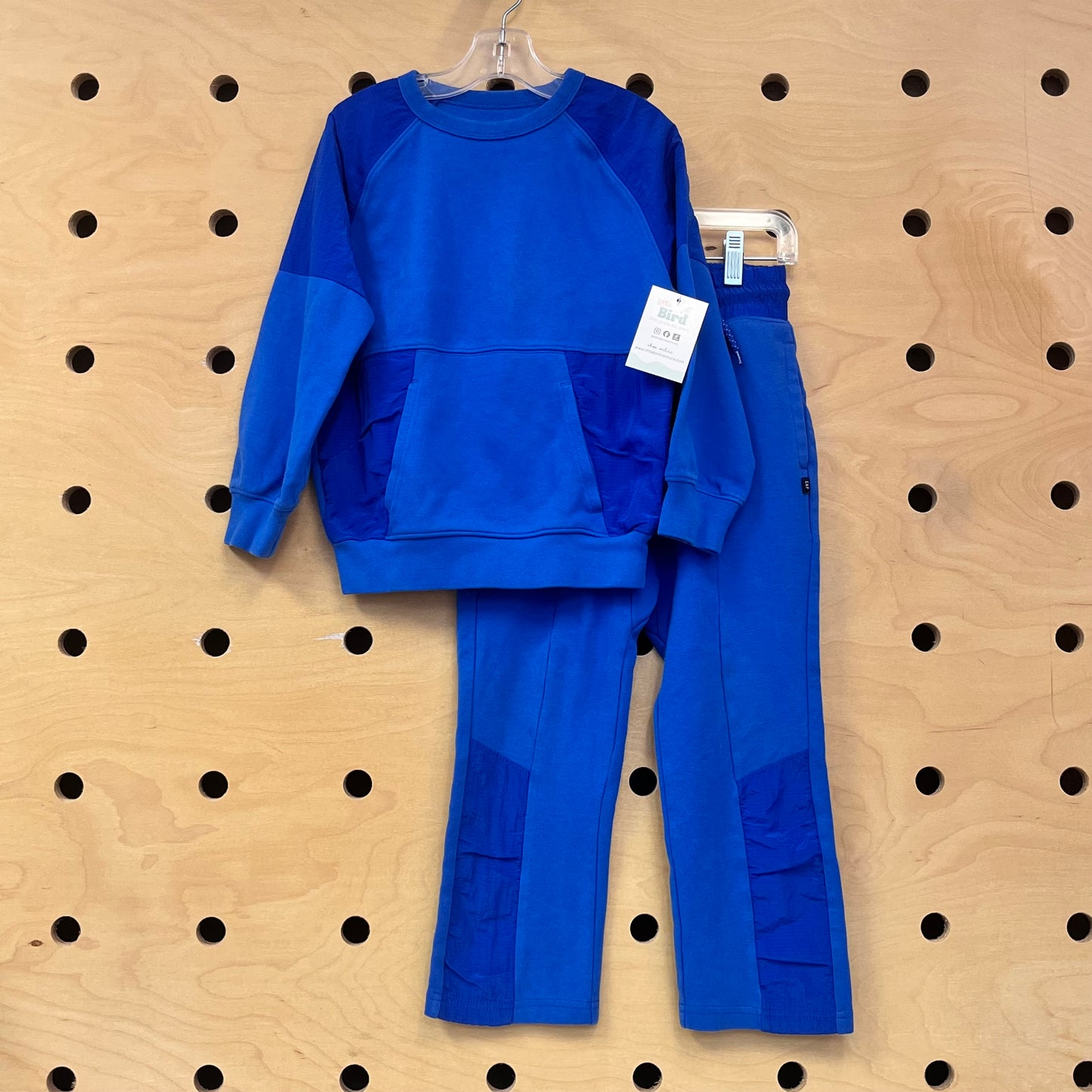 Blue Mixed Materials Outfit