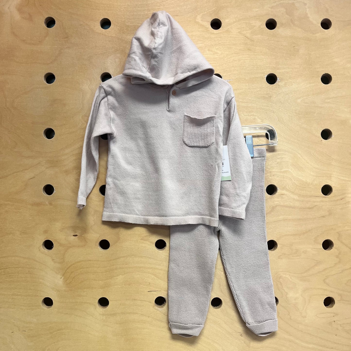 Tan Waffle Knit Hooded Outfit
