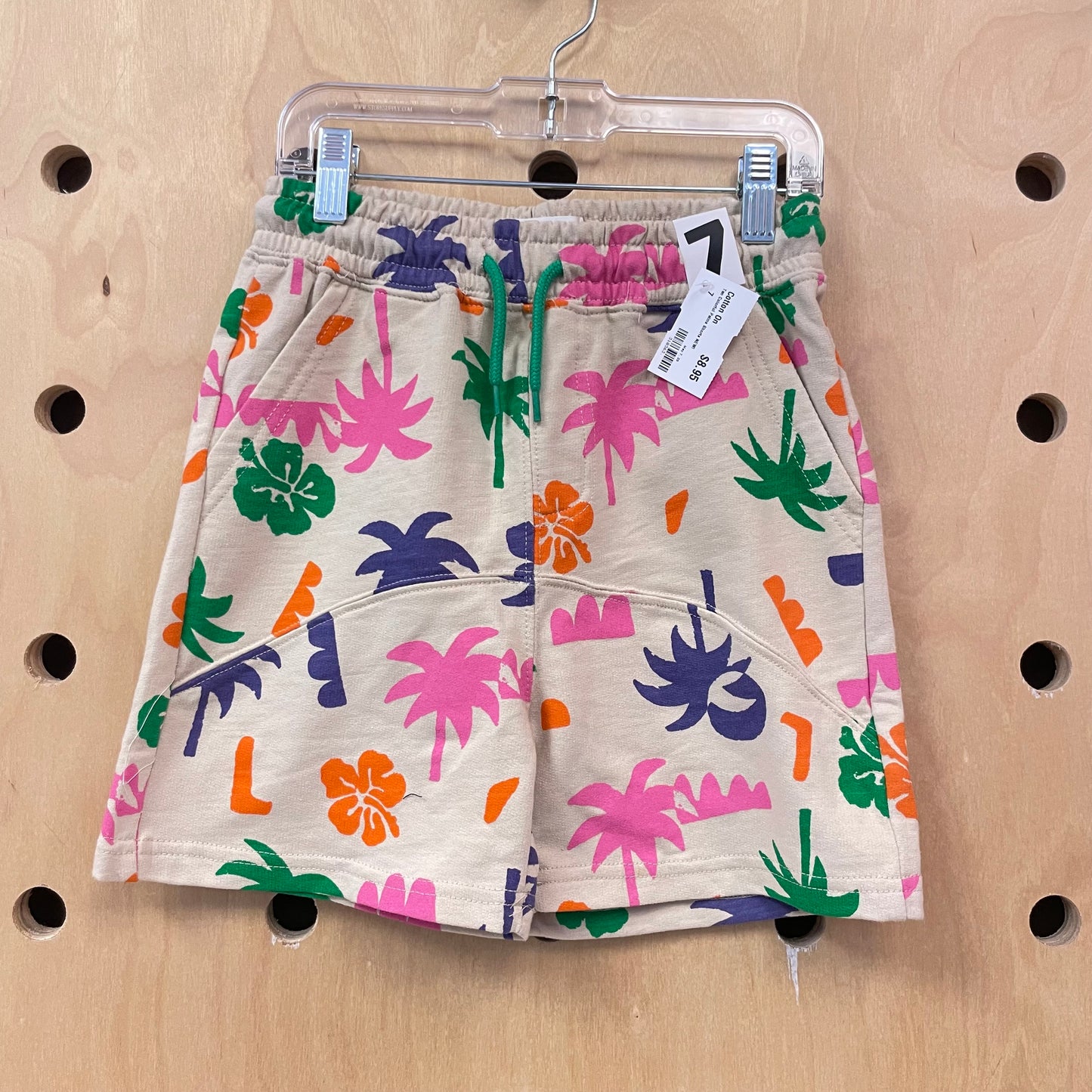 Tan Colorful Palms Shorts NEW!