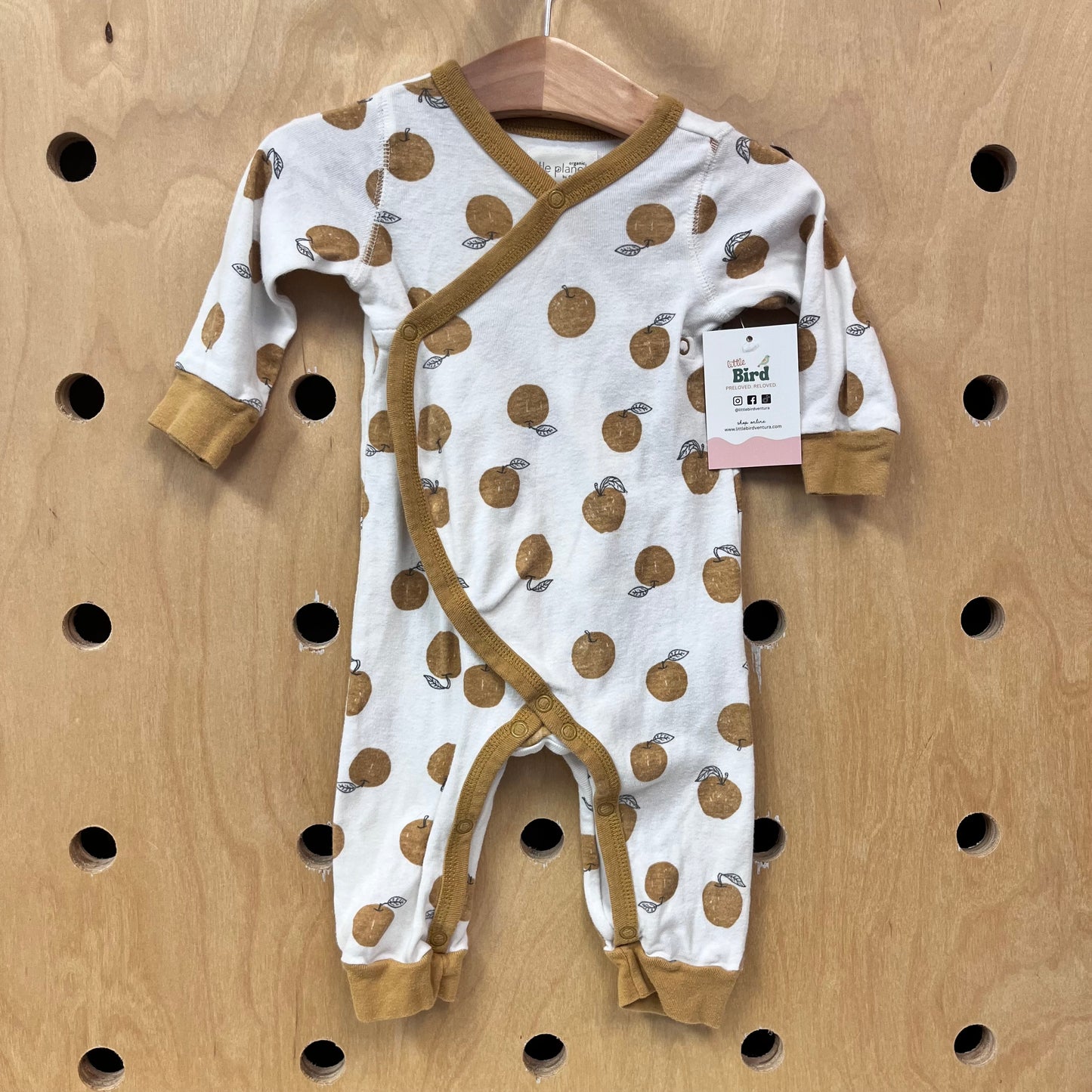 Organic Cream + Tan Apples Romper