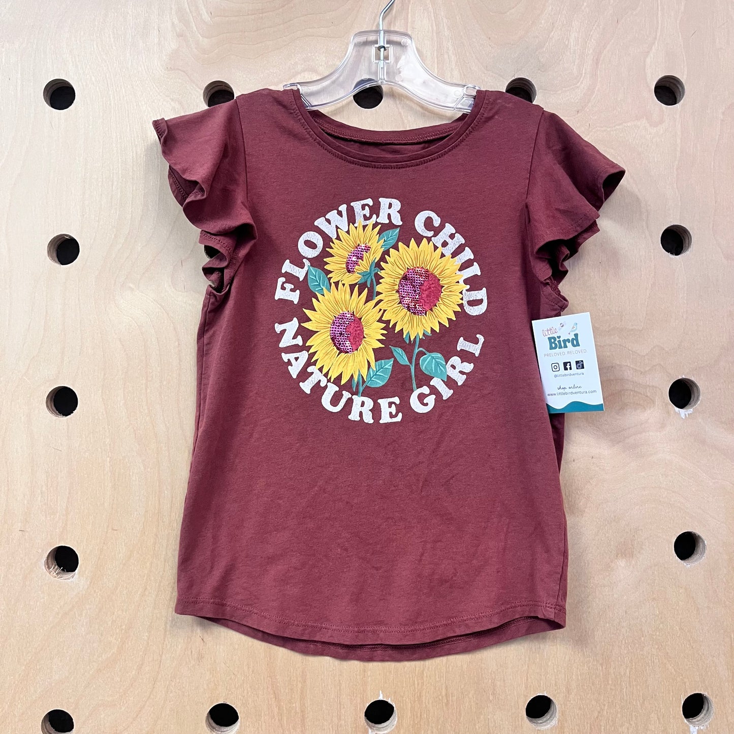 Brown Flower Child Sequin Tee