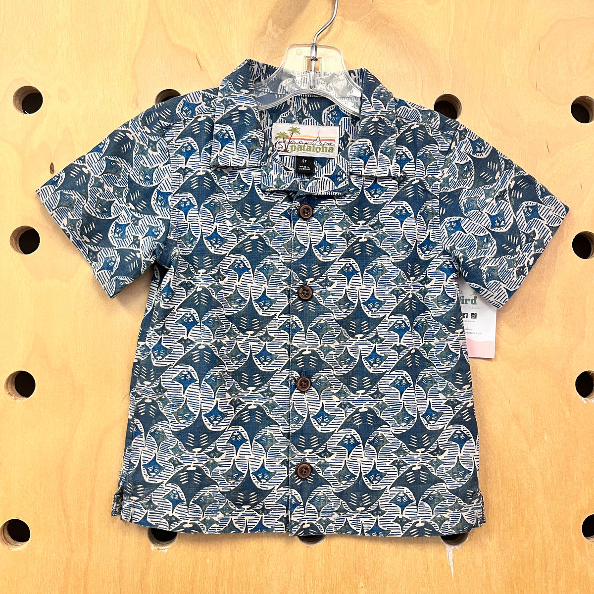 Organic Blue Aloha Button Up