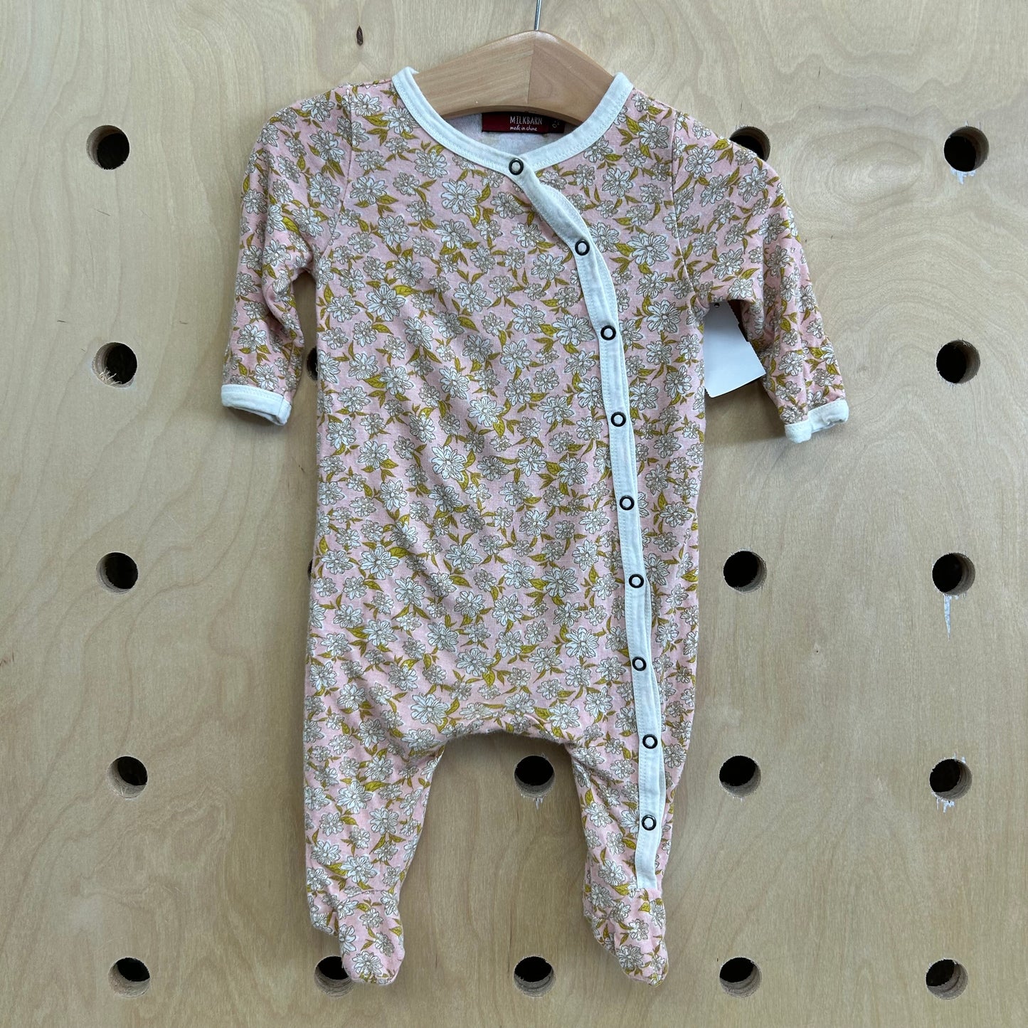 Pink Floral Bamboo Footies
