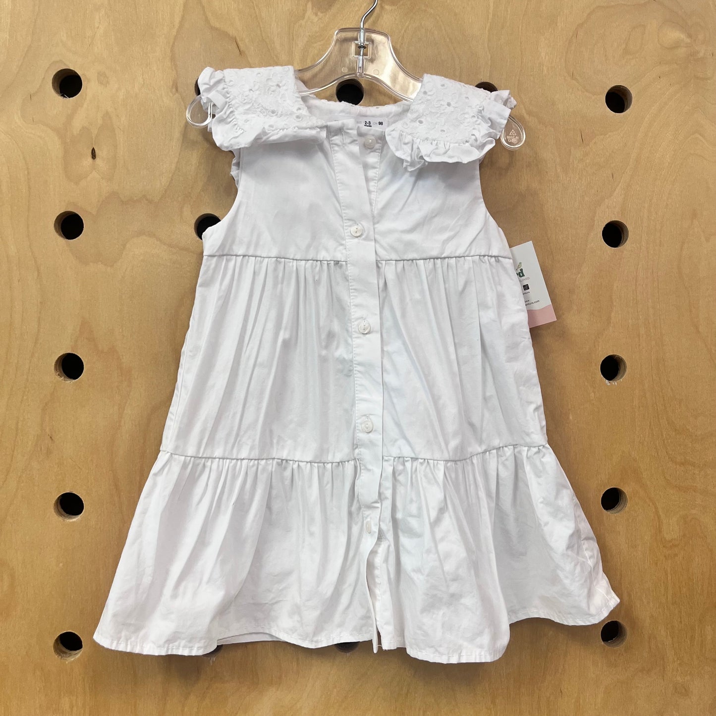 White Eyelet Collar Dress