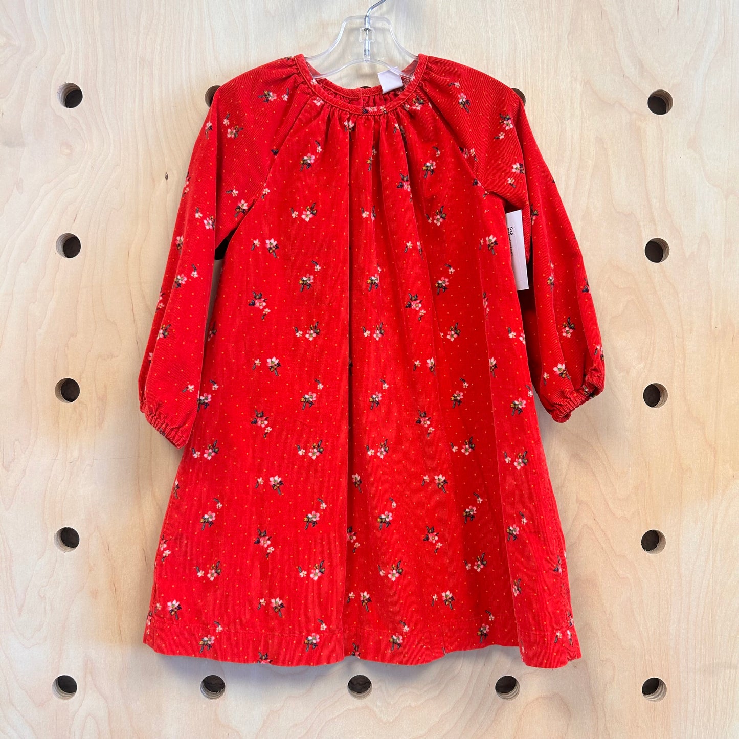 Red Floral Cord Dress