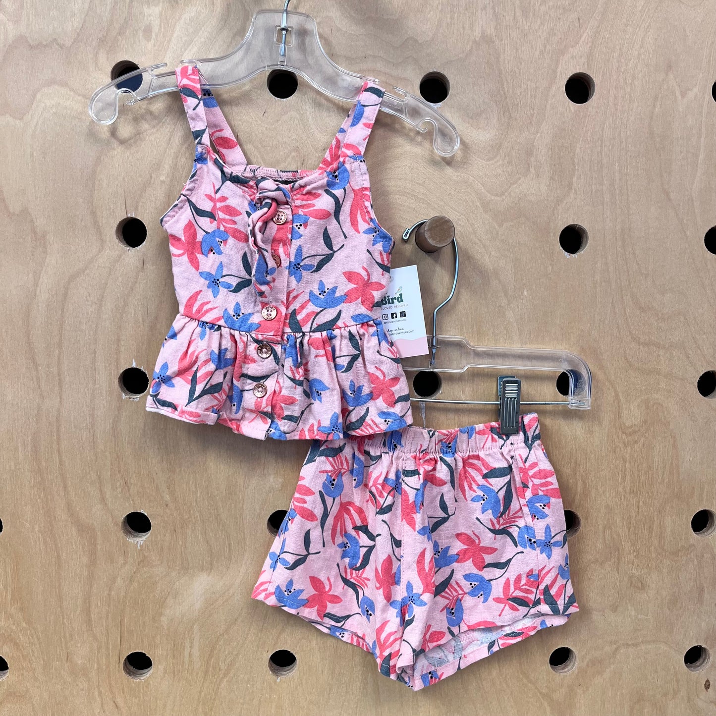 Pink Floral Linen Blend Outfit
