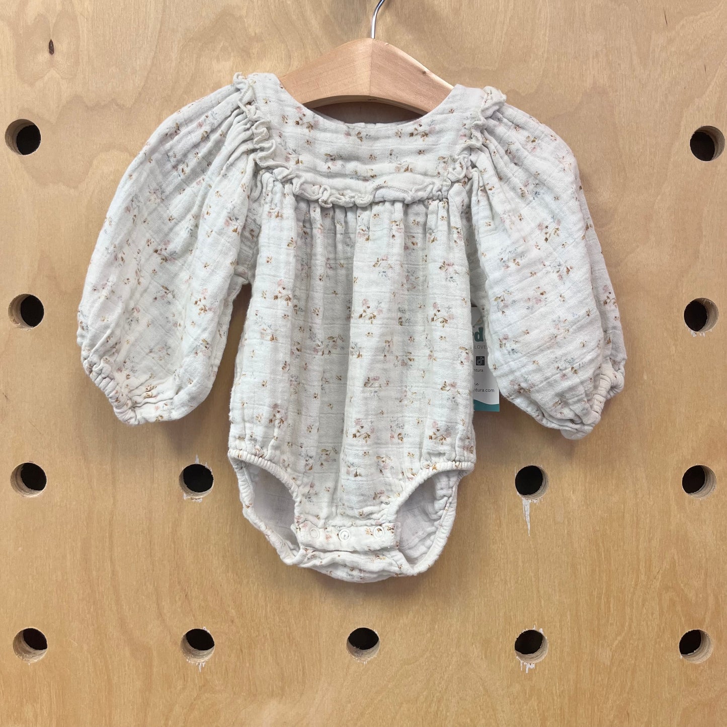 Cream + Tan Gauze Bubble Romper