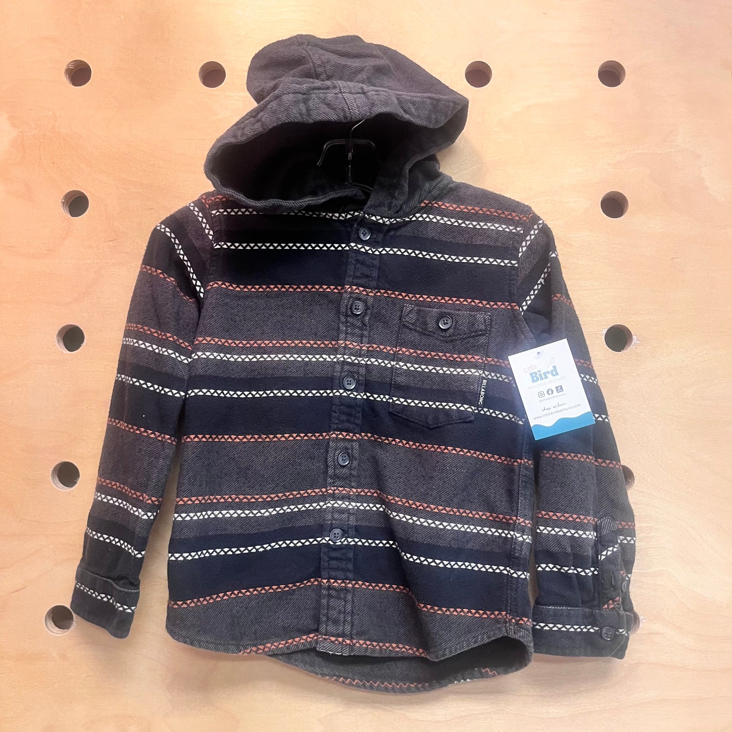 Grey /Black Striped Hoodie Flannel