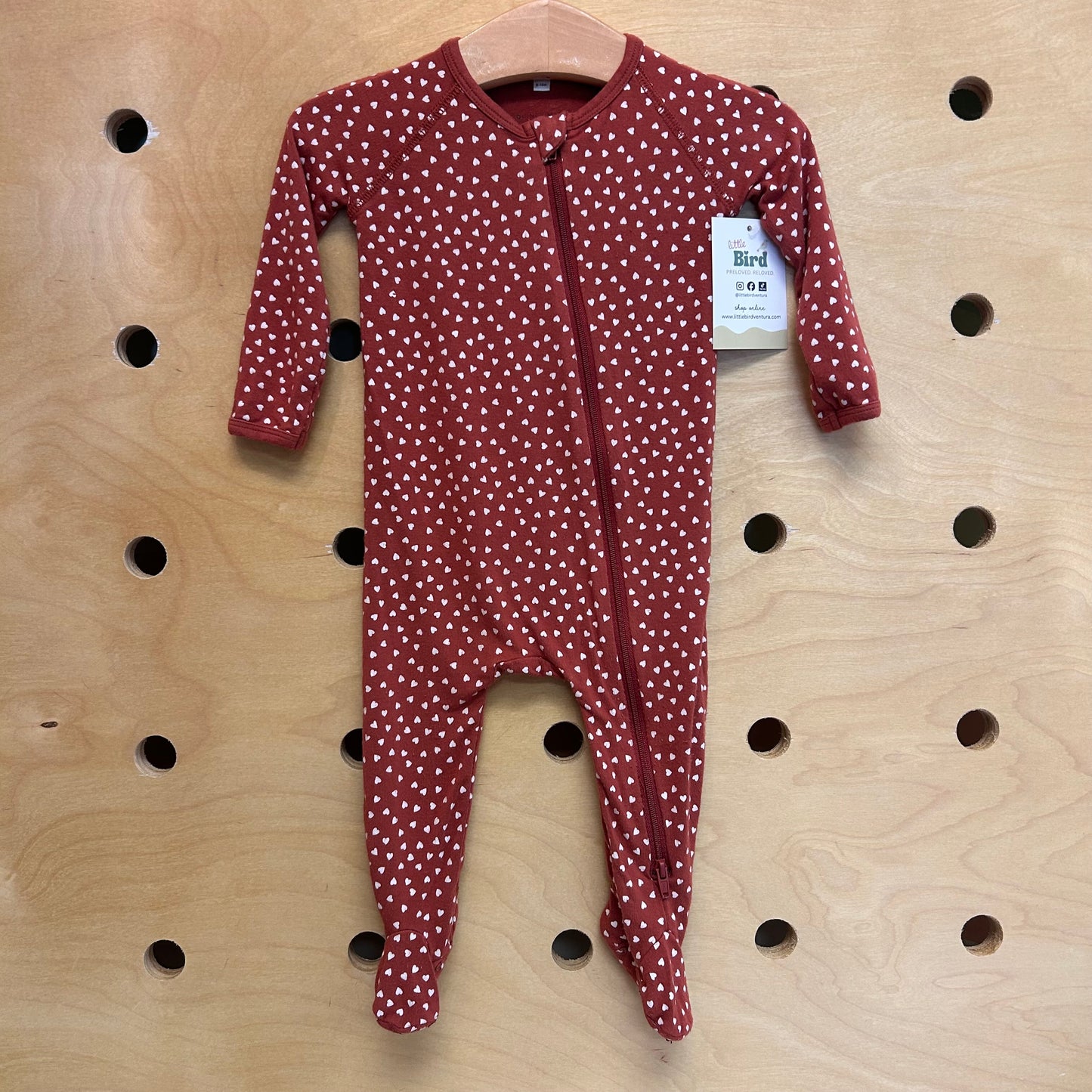 Bamboo Rust/White Hearts Footies