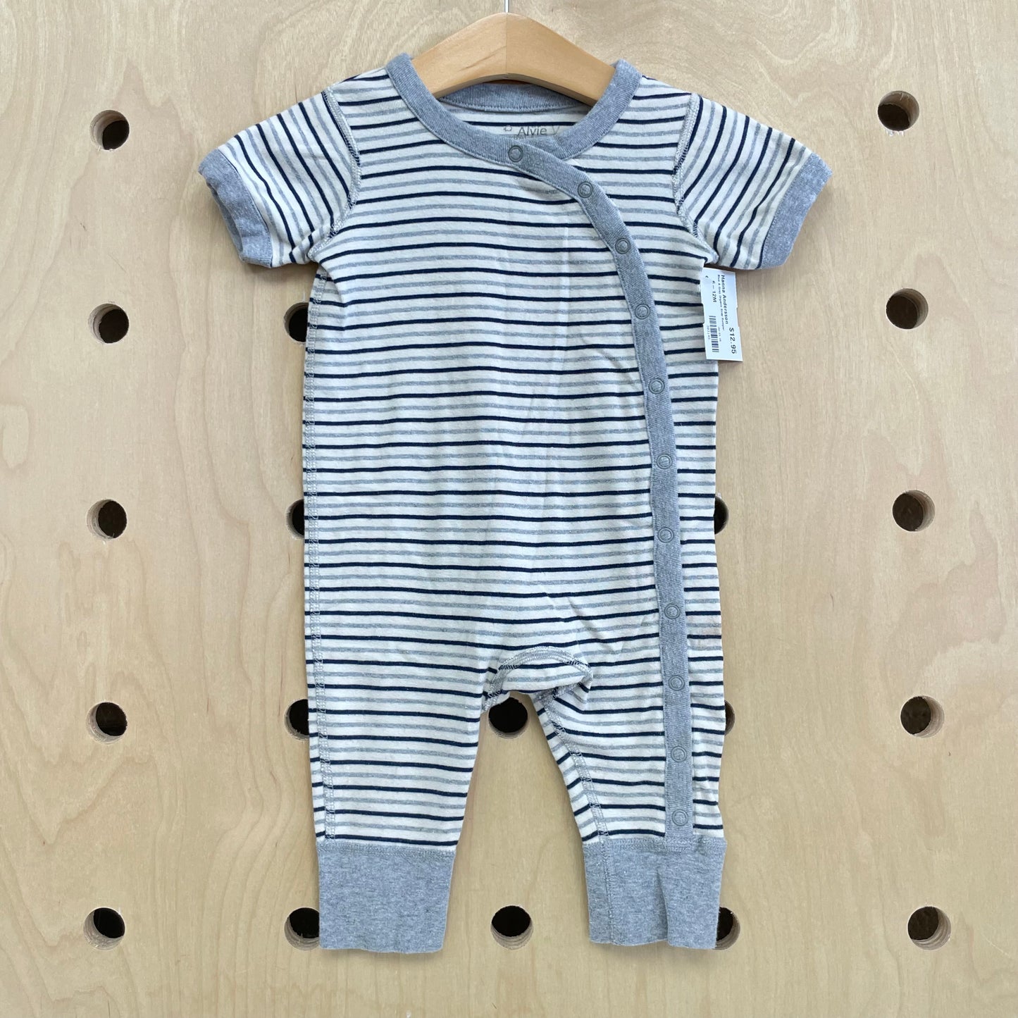 Blue & Grey Organic Snap Romper