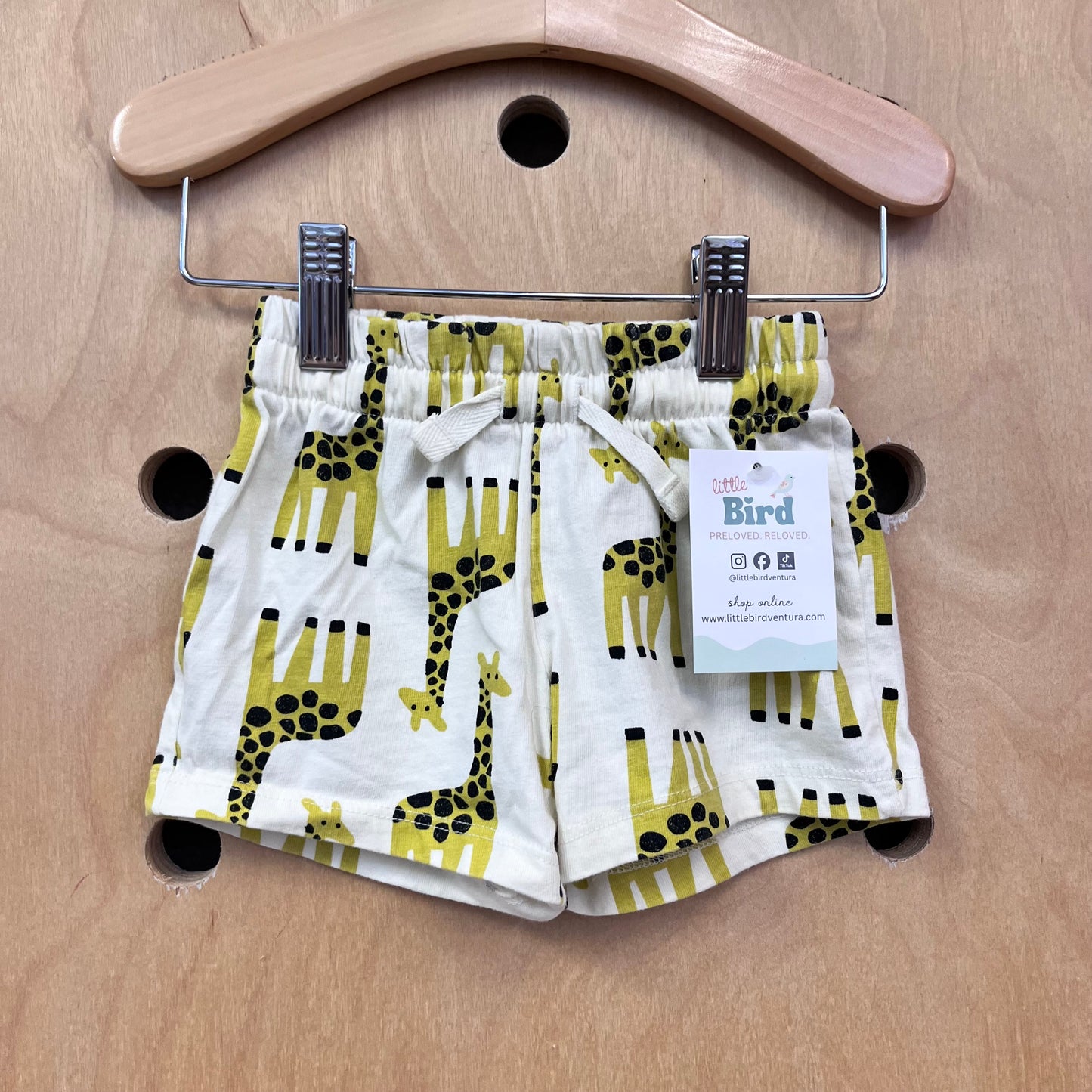 Yellow Giraffe Drawstring Shorts