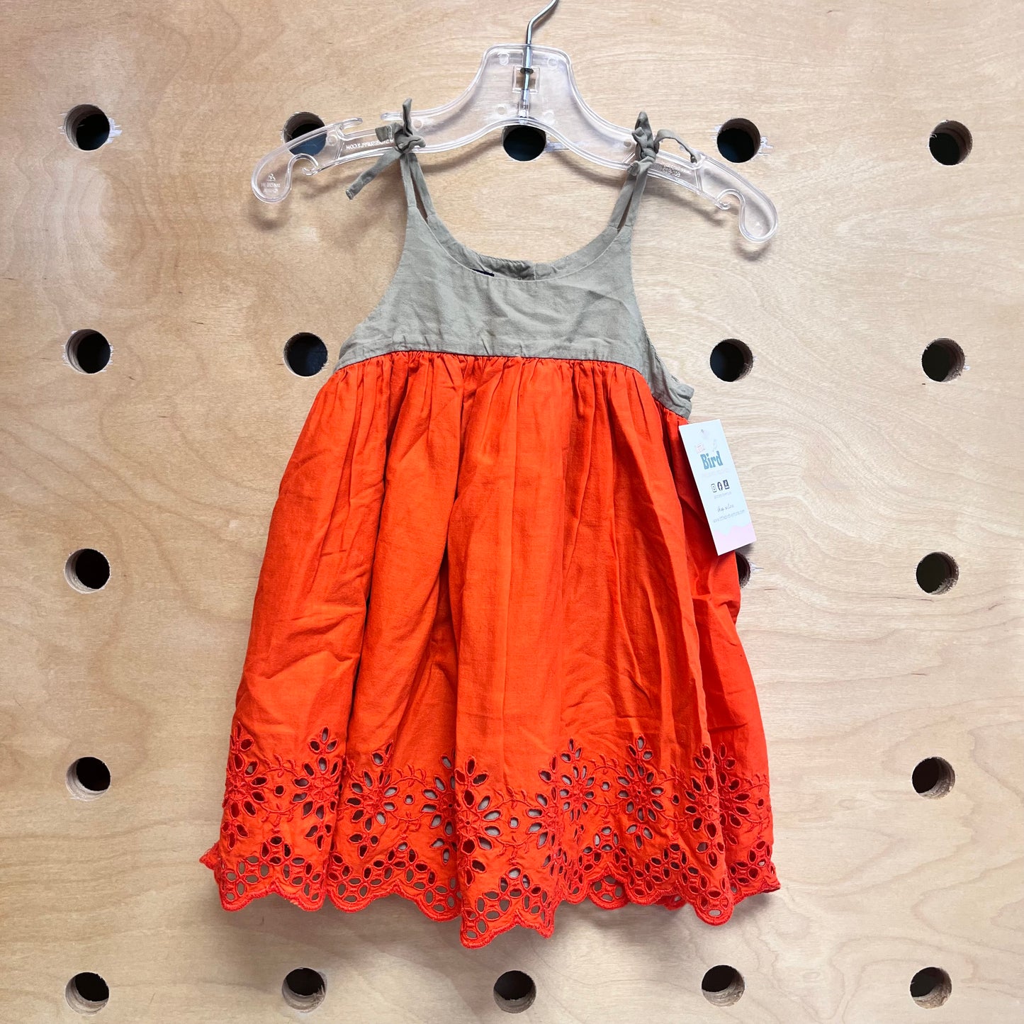 Beige/Orange Eyelet Dress