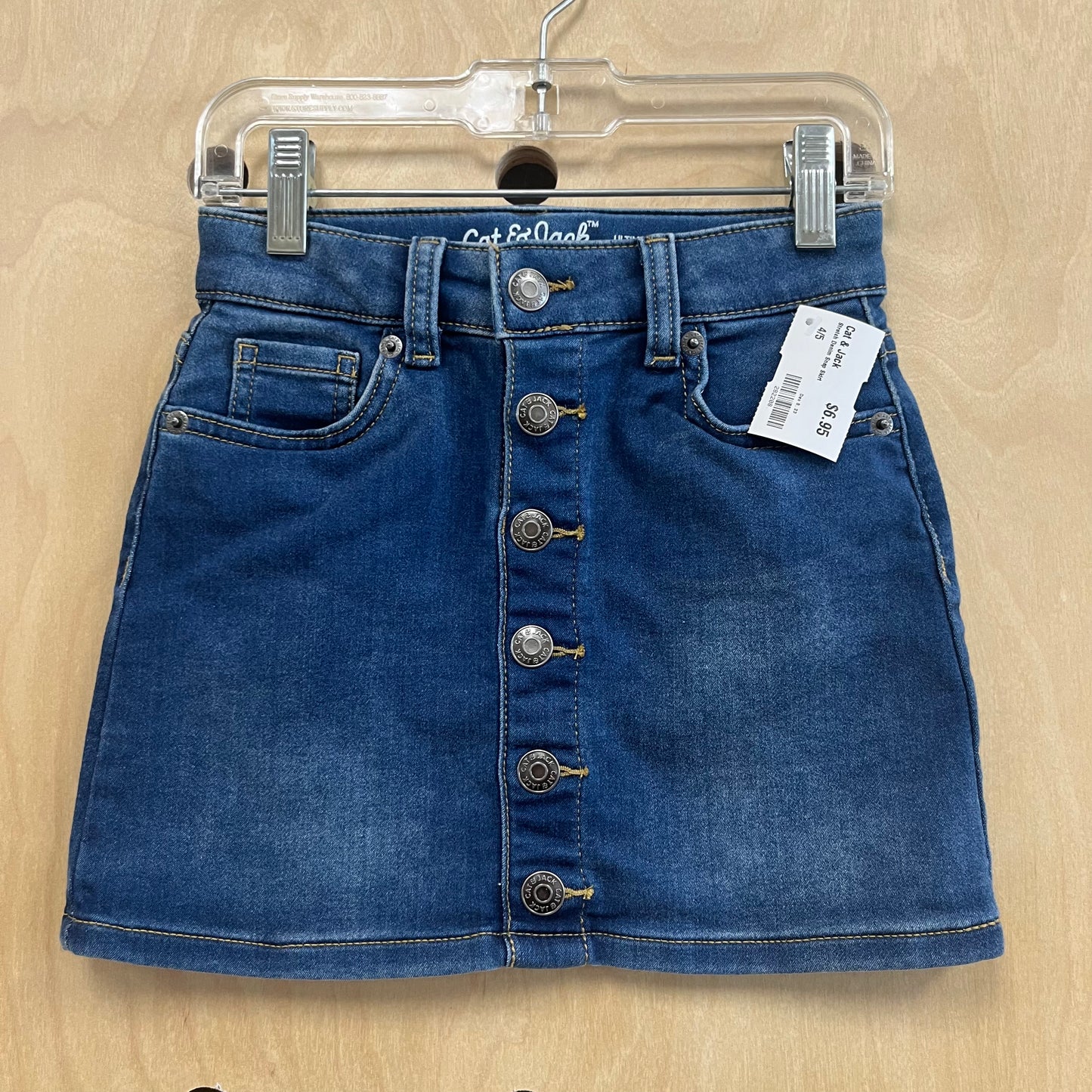 Stretch Denim Snap Skirt