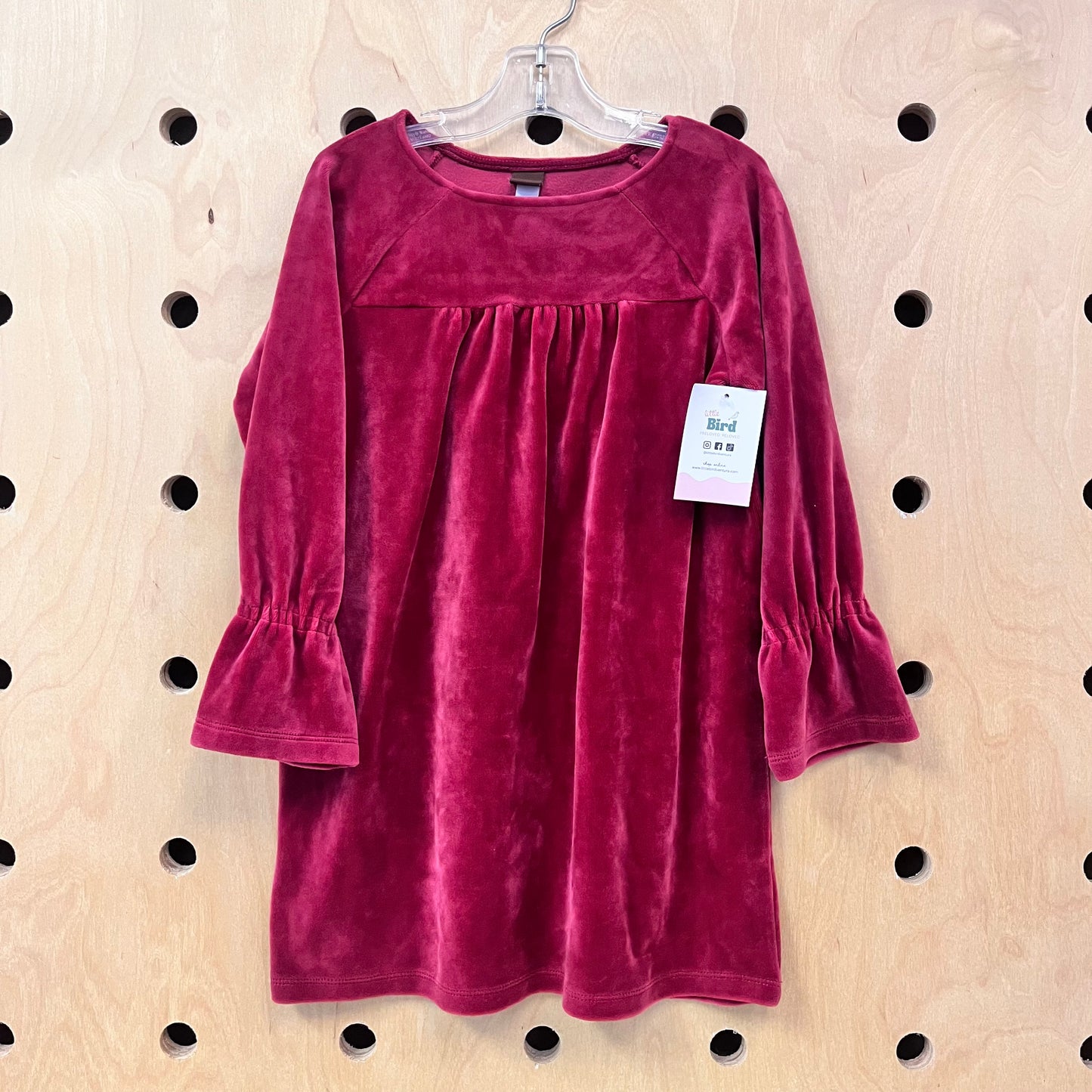 Red Velour Long Sleeve Dress