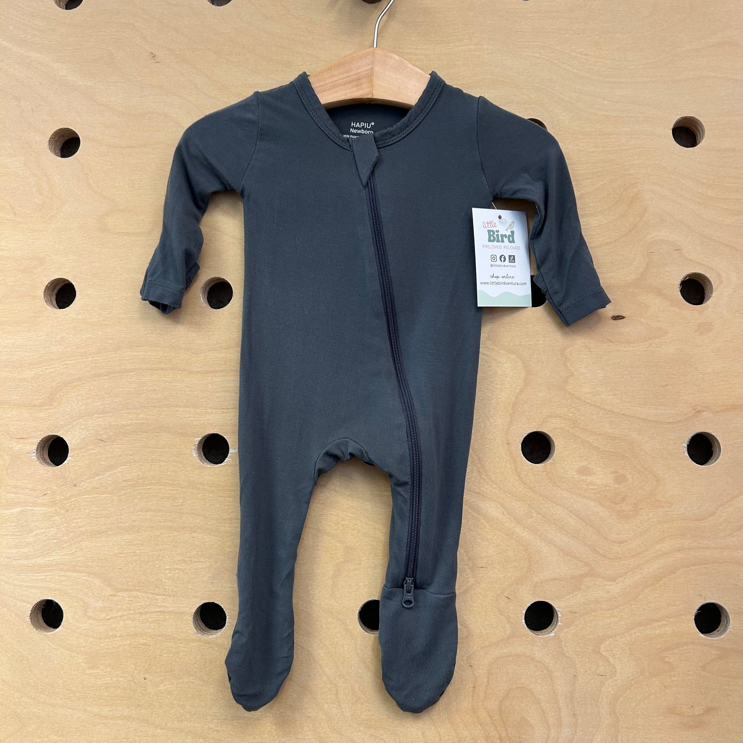 Dark Grey Bamboo Zip Footies
