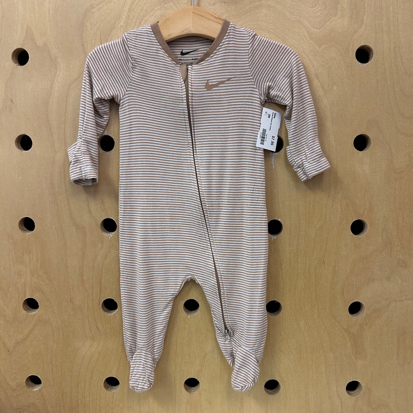 Brown Striped Zip Footies