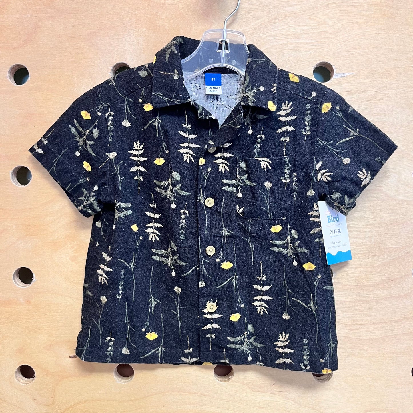 Black/Yellow Floral Button Up