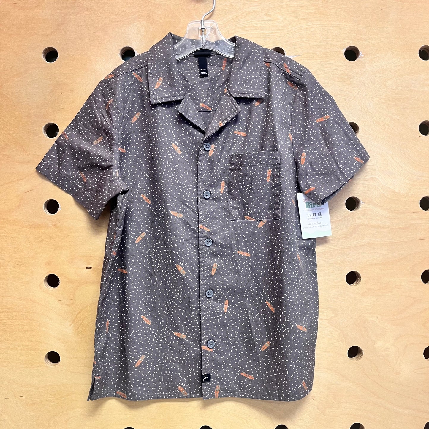 Grey Speckled Skateboard Button Up