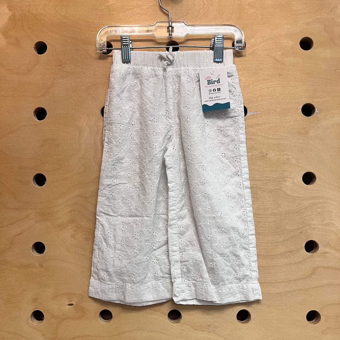 White Eyelet Pull On Pants