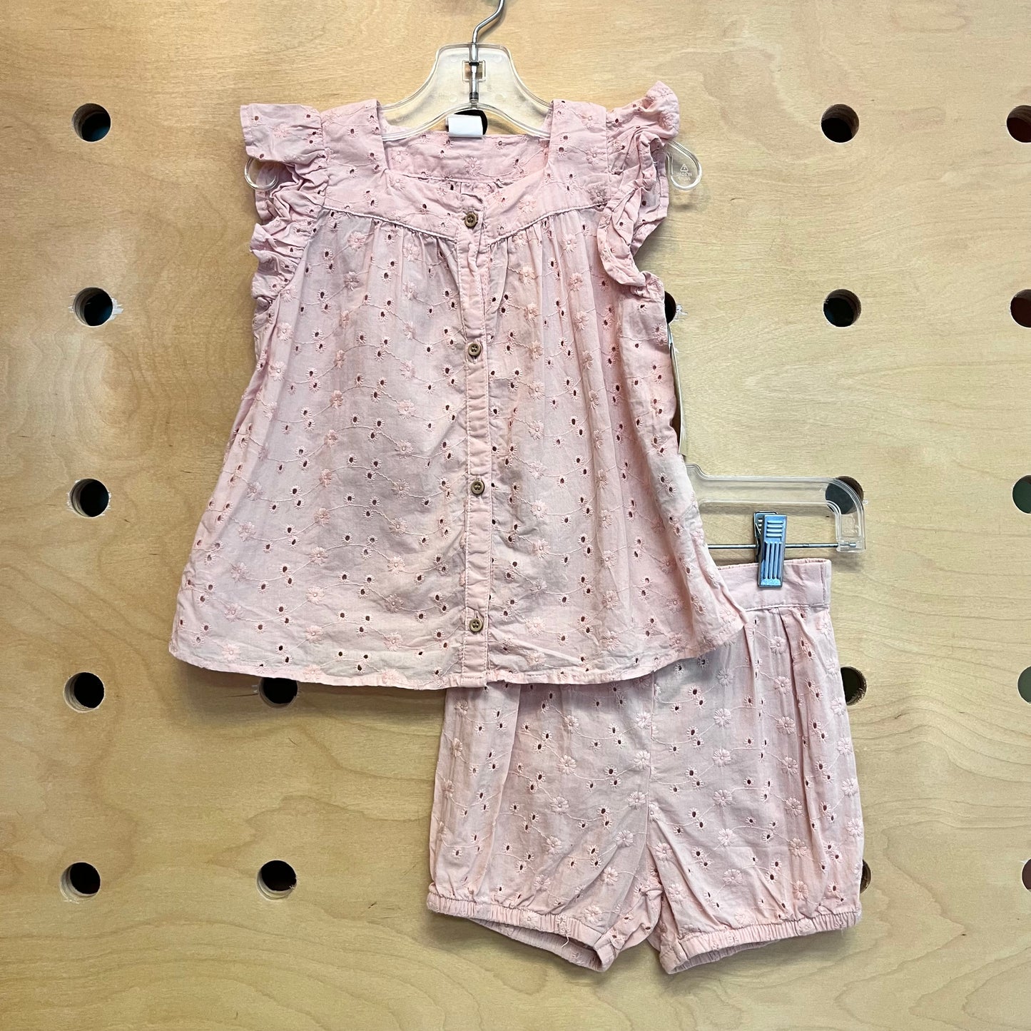 Peach Eyelet Button Outfit