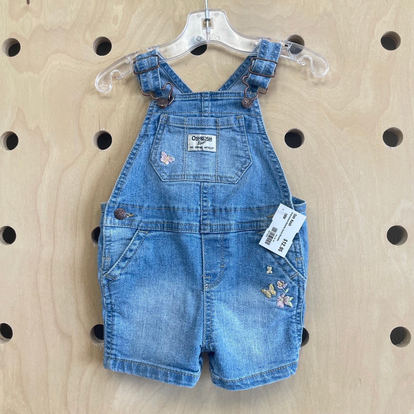 Embroidered Butterfly Denim Shortalls