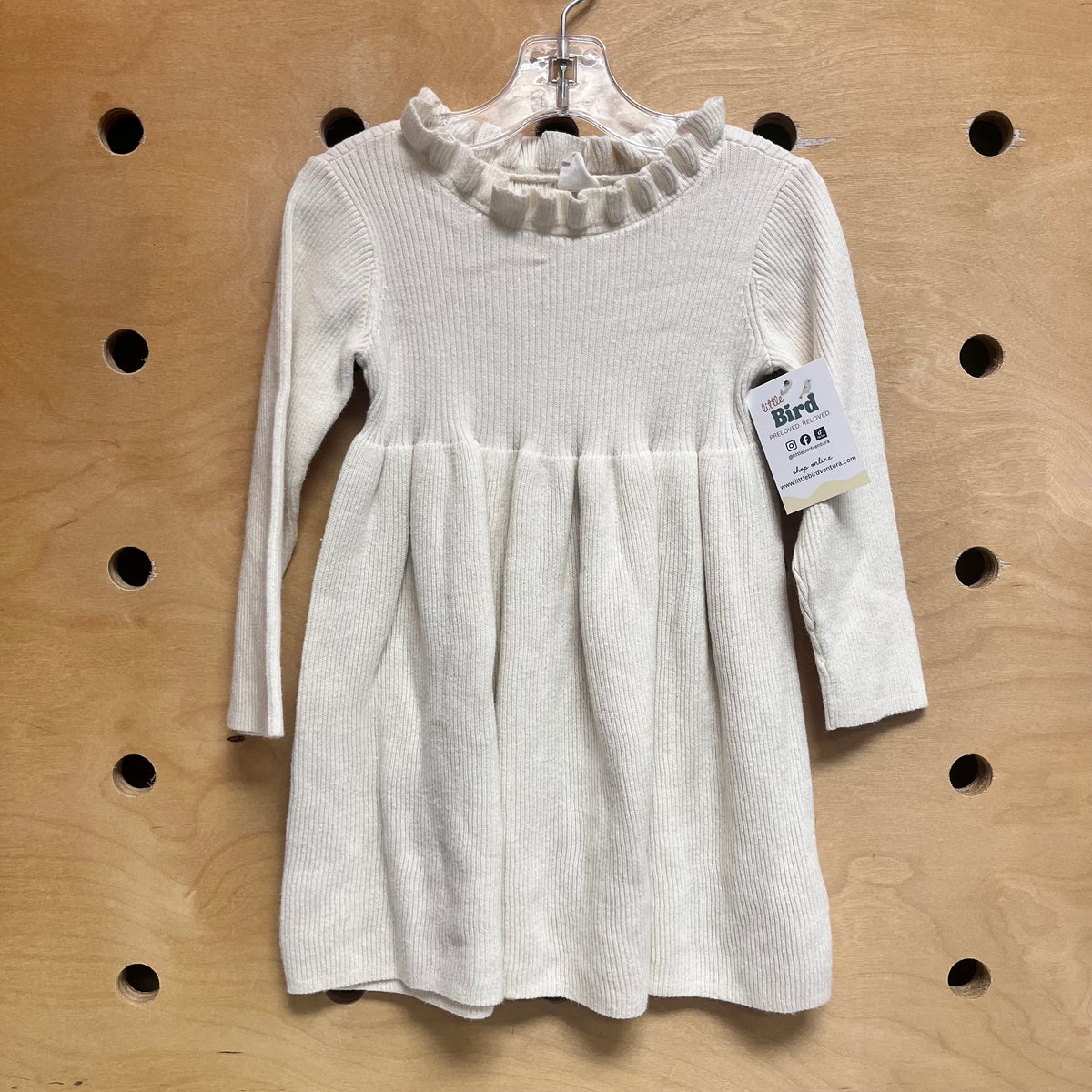 Cream Ribbed Knit Dress