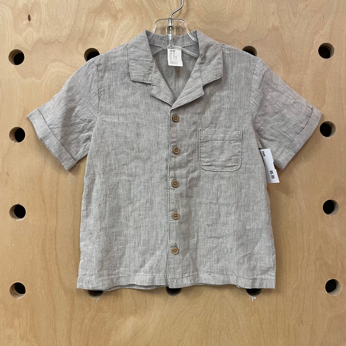 Beige Striped Button Up