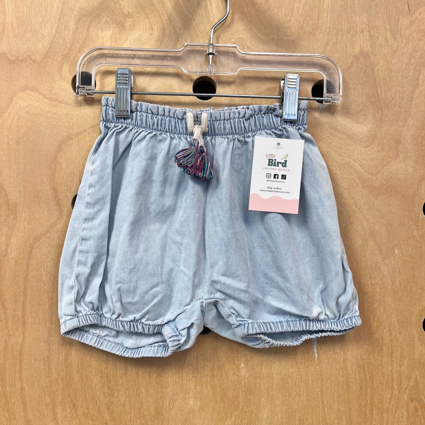 Light Wash Pull On Denim Bubble Shorts