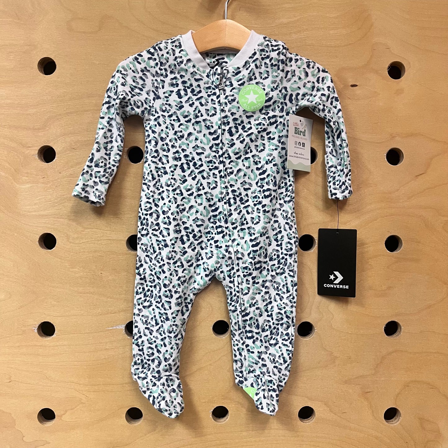 White/Blue Cheetah Print Footies NEW!