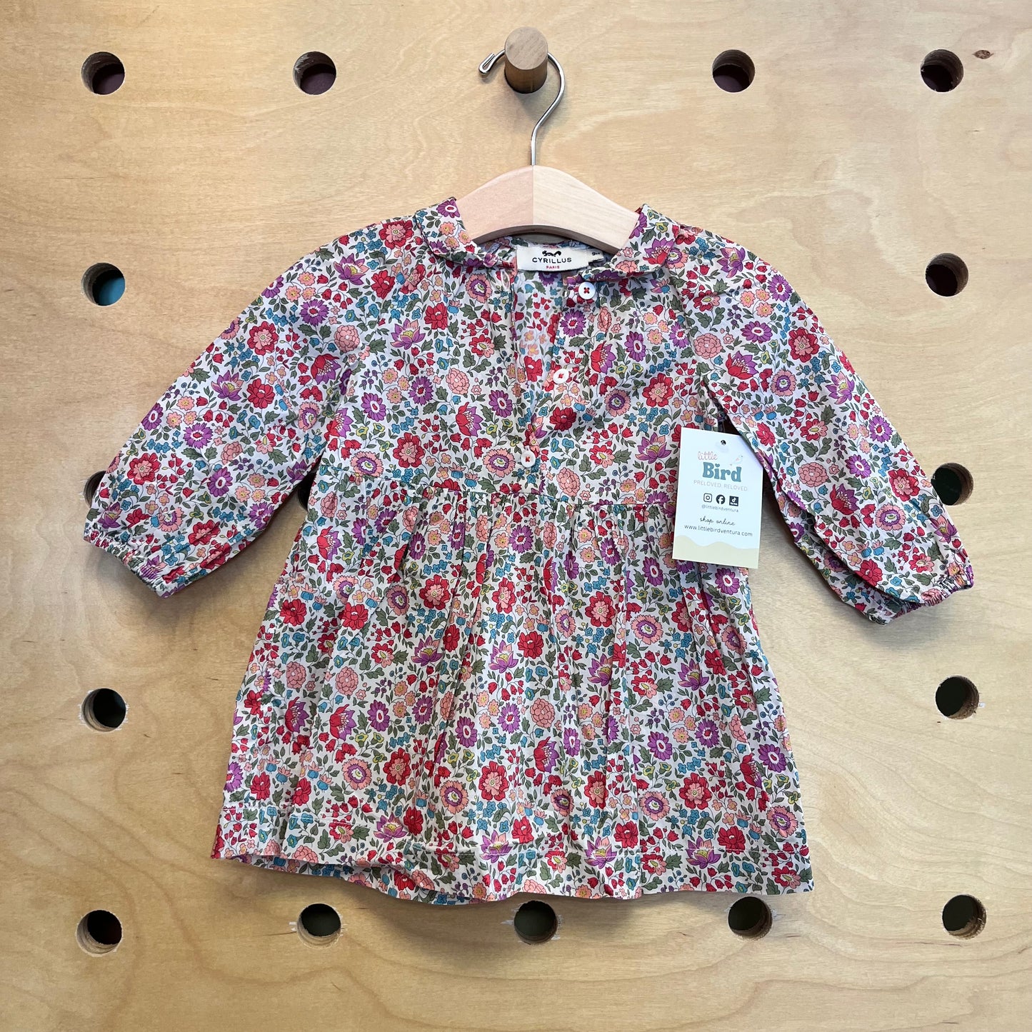 White/Pink Floral LS Dress