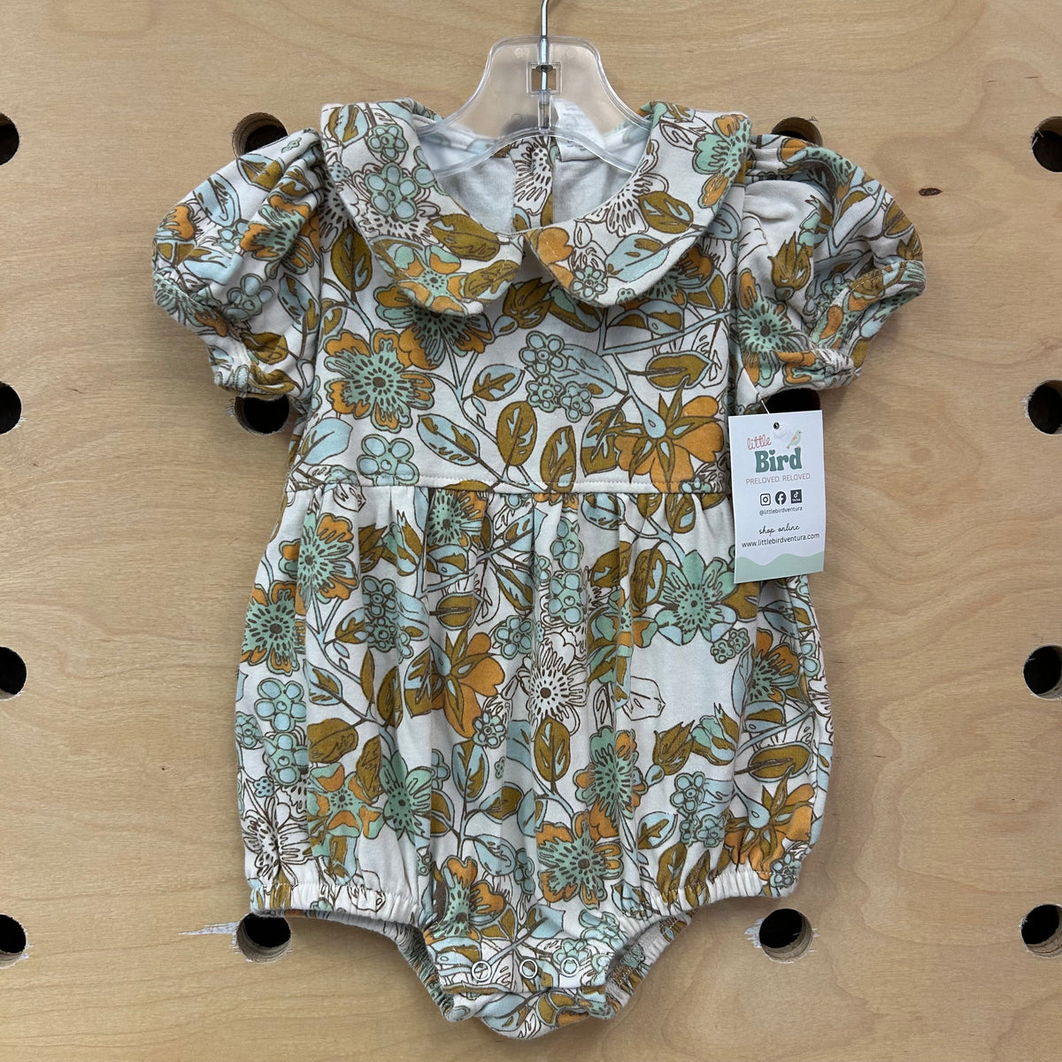White Floral Collar Cotton Romper