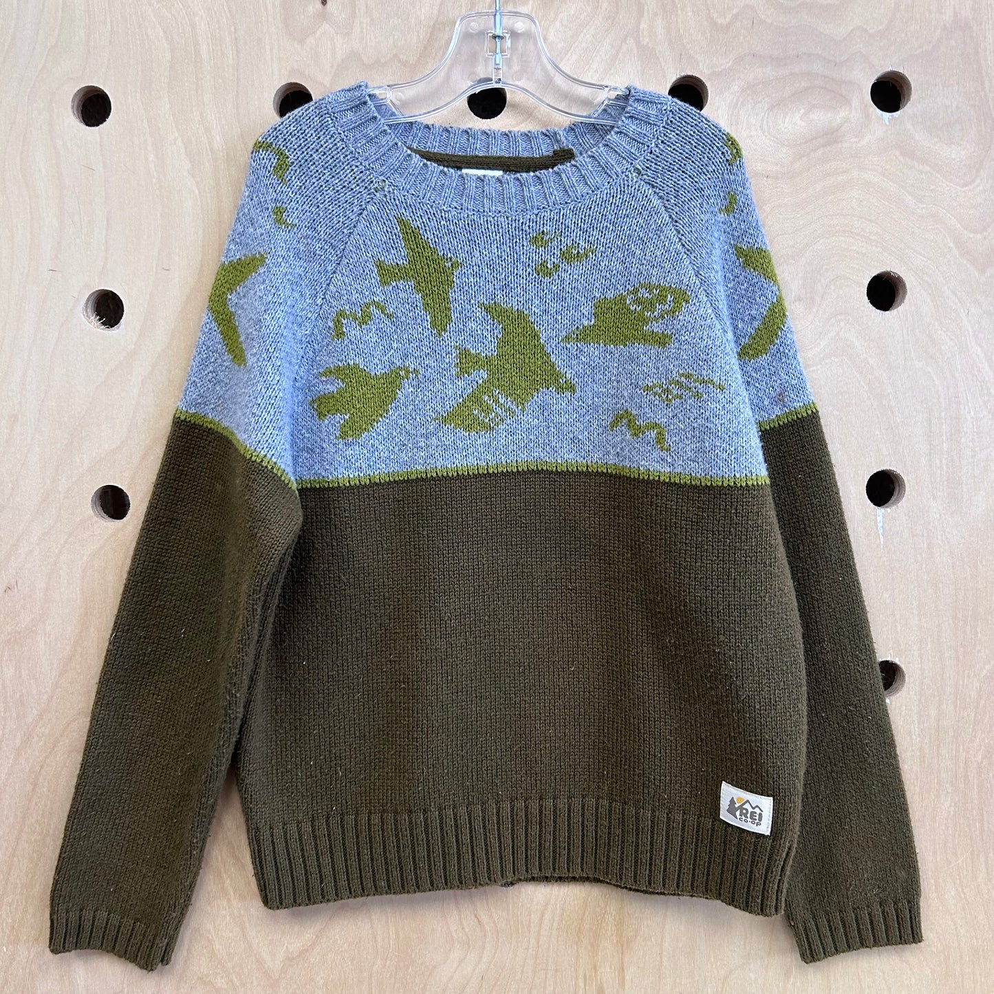 Olive & Grey Soaring Birds Sweater