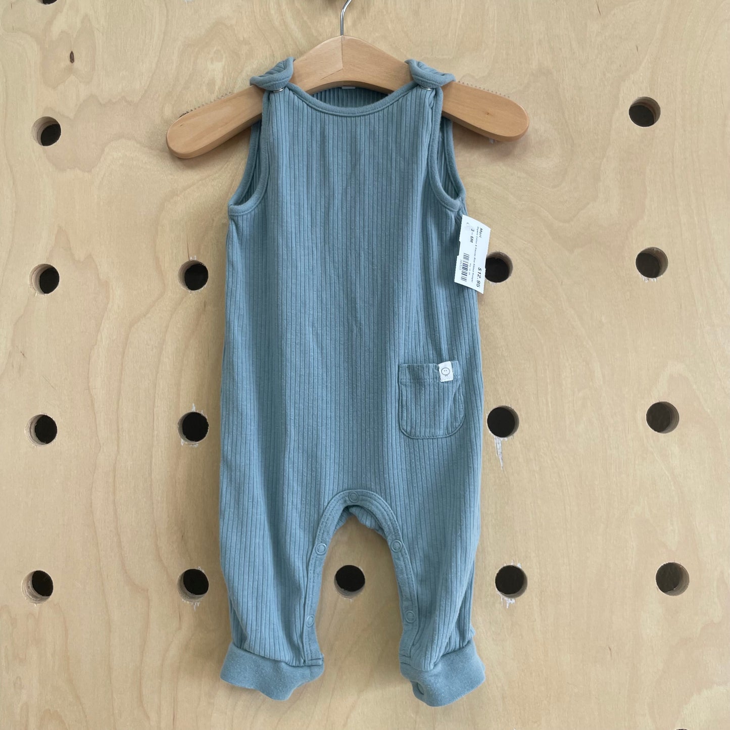 Organic Cotton & Viscose Blue Ribbed Romper