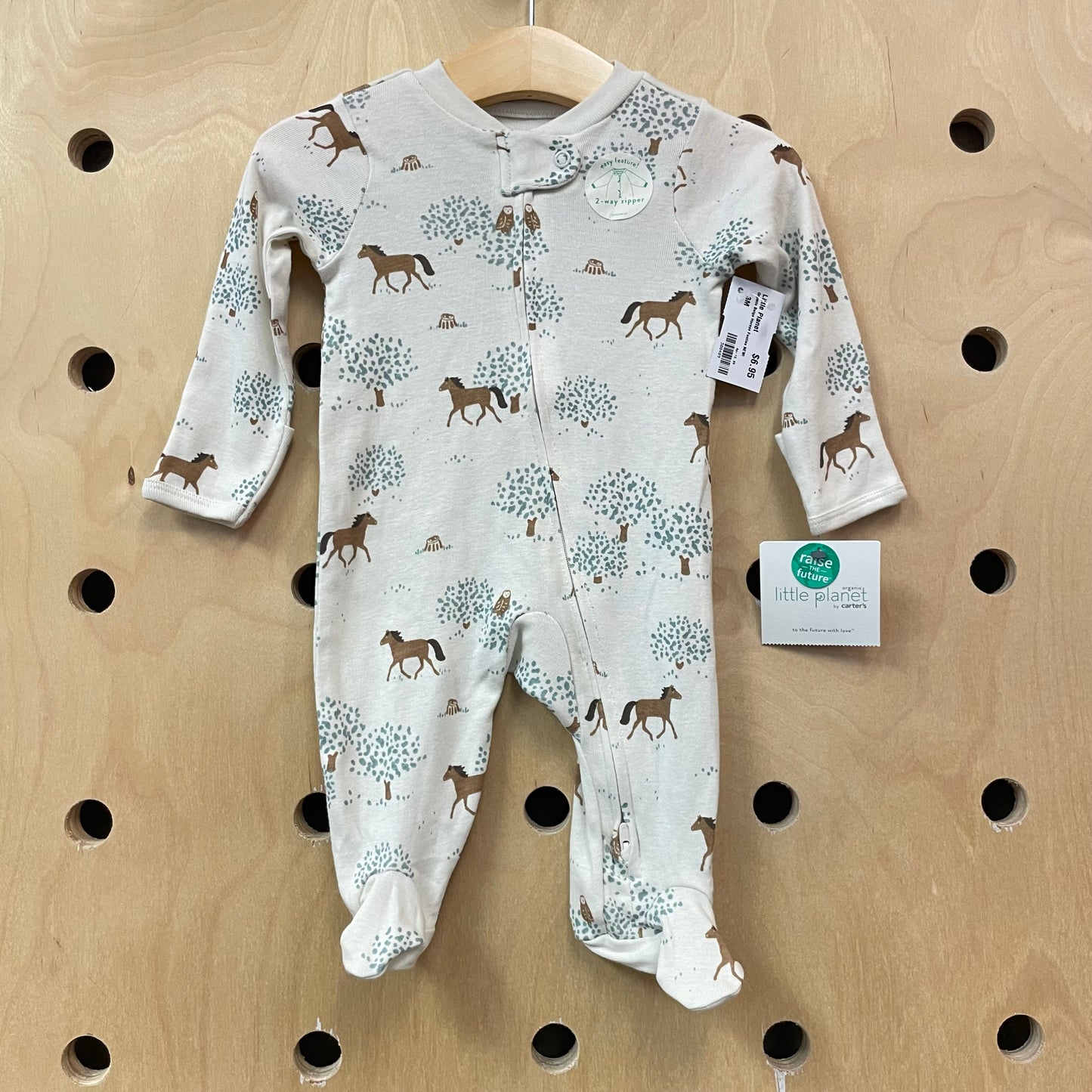 Organic Beige Horses Footies NEW!