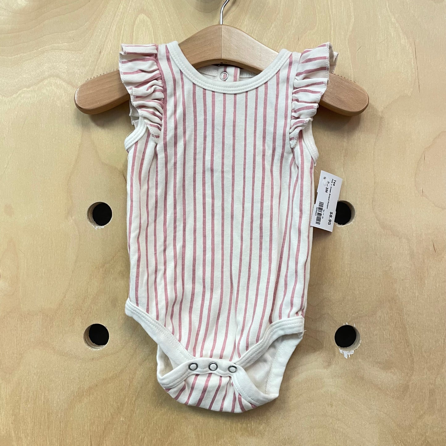 Pink + Cream Striped Romper