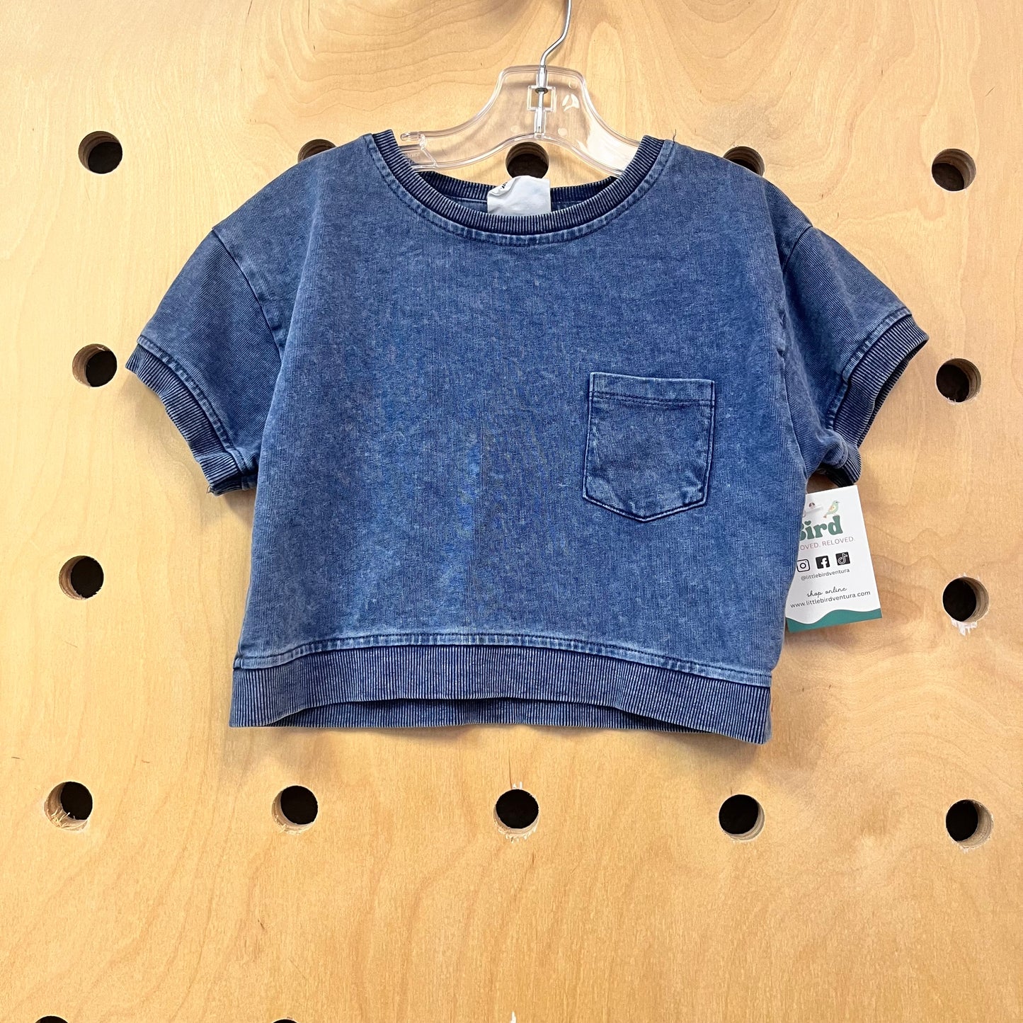 Blue Mineral Wash Crop Top