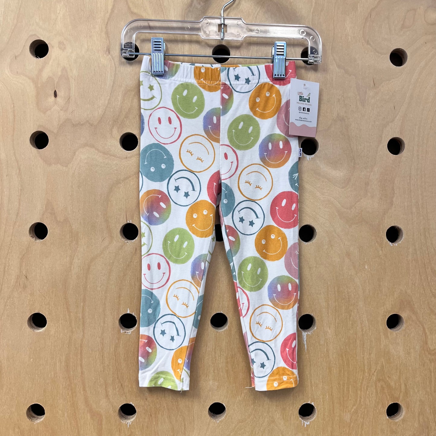 White Neon Smile Bamboo Leggings