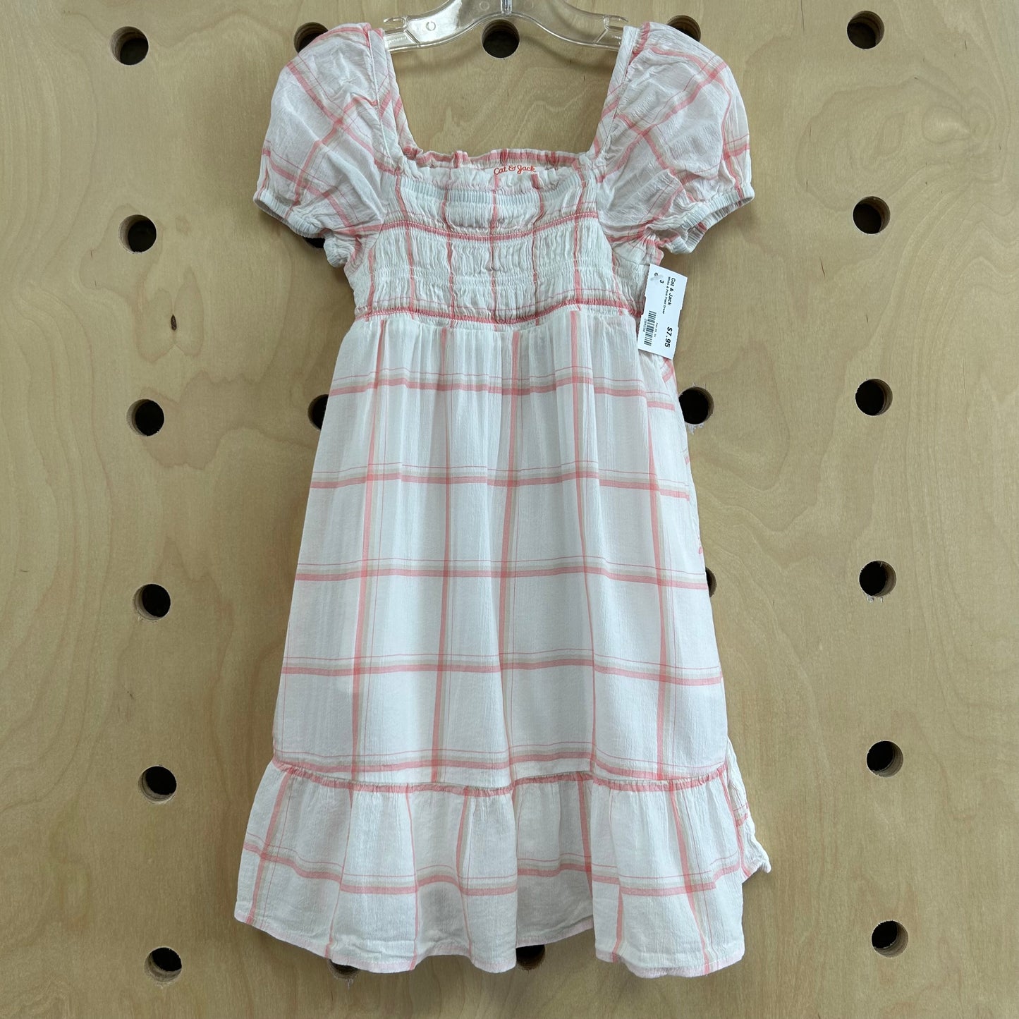 White & Pink Plaid Dress